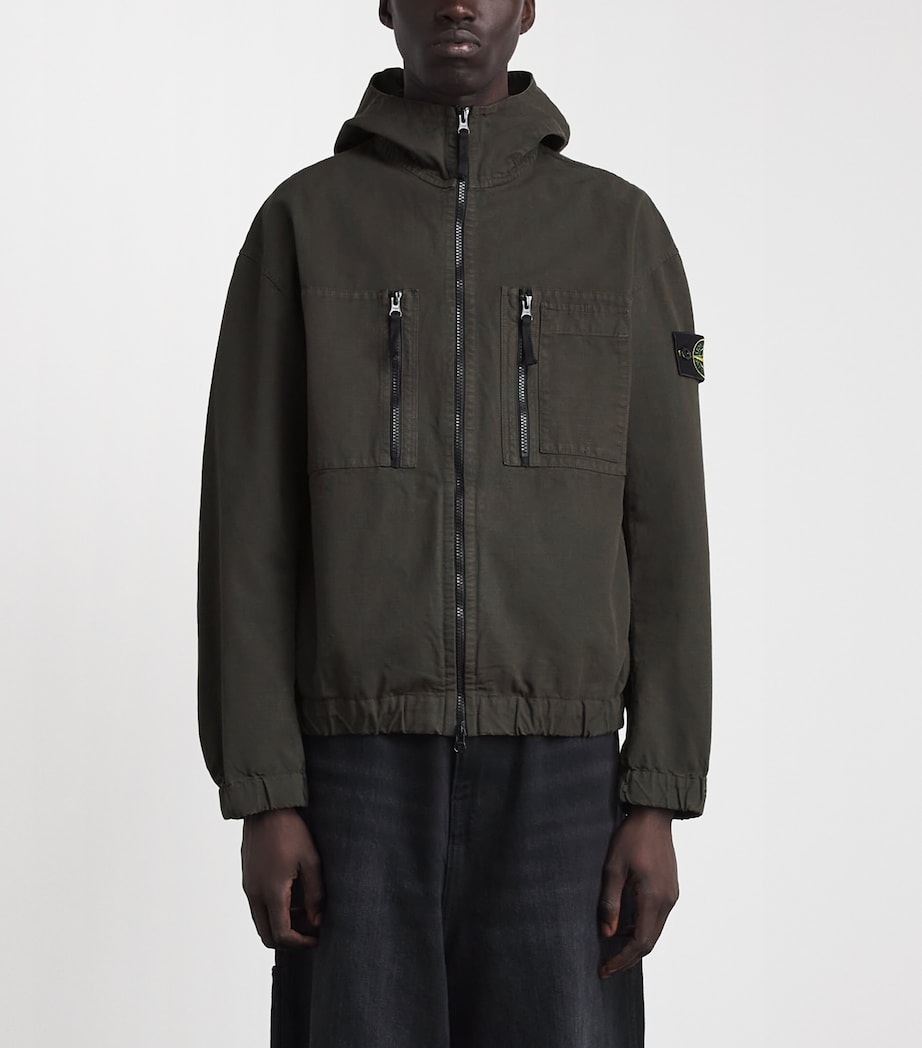Stone Island Mens Organic Cotton Ripstop Hooded Overshirt Image 4