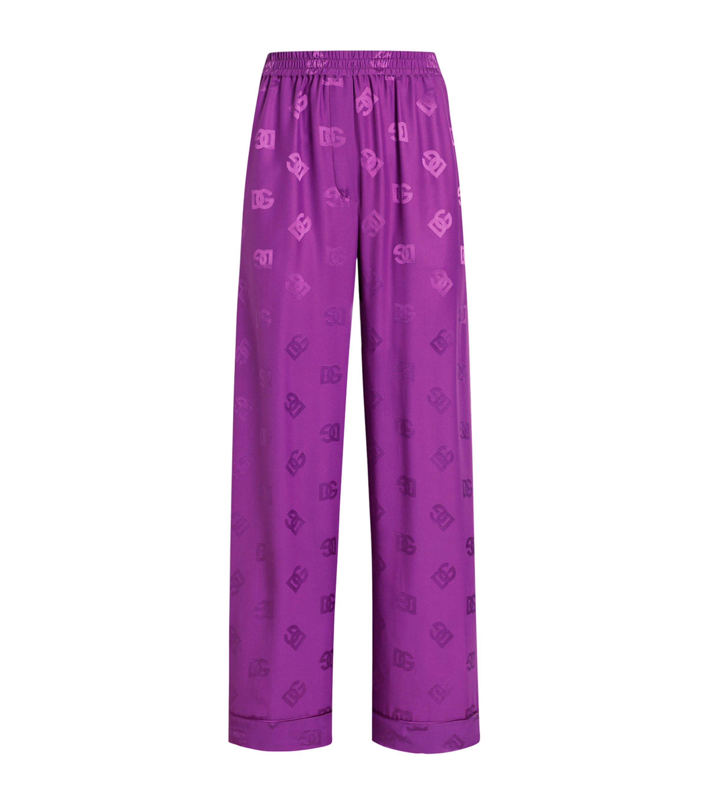 Silk Jacquard Wide-Leg Trousers F0571-PURPLE Image 1