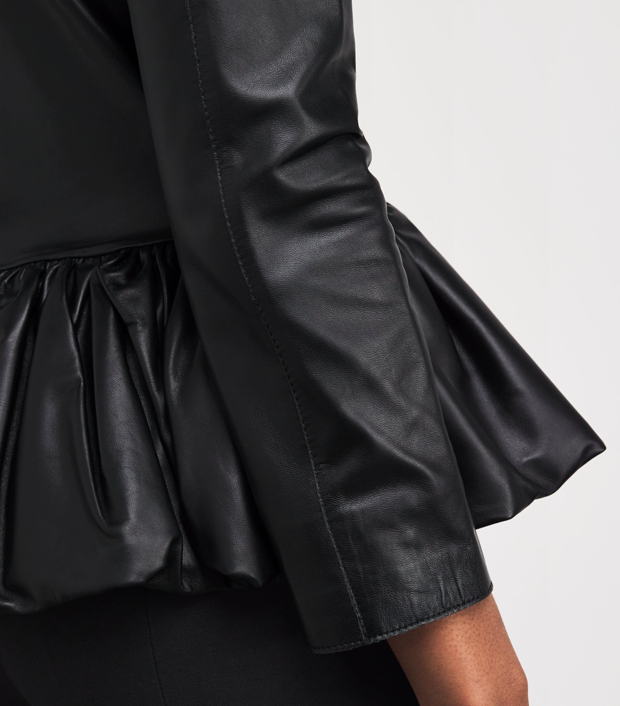 Peplum Leather Jacket BLACK Image 6