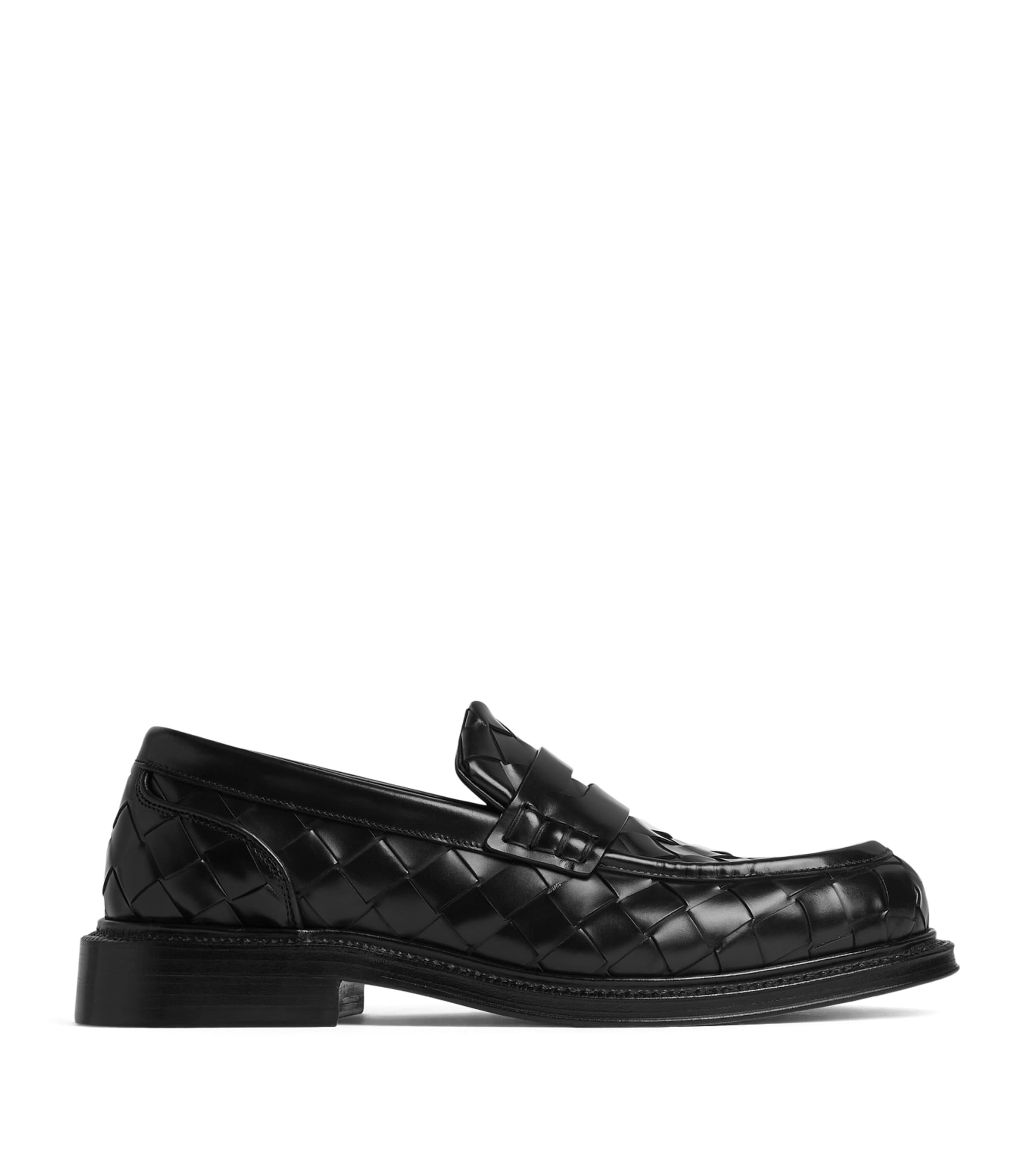 Bottega Veneta Leather Intreccio Penny Loafers Image 1