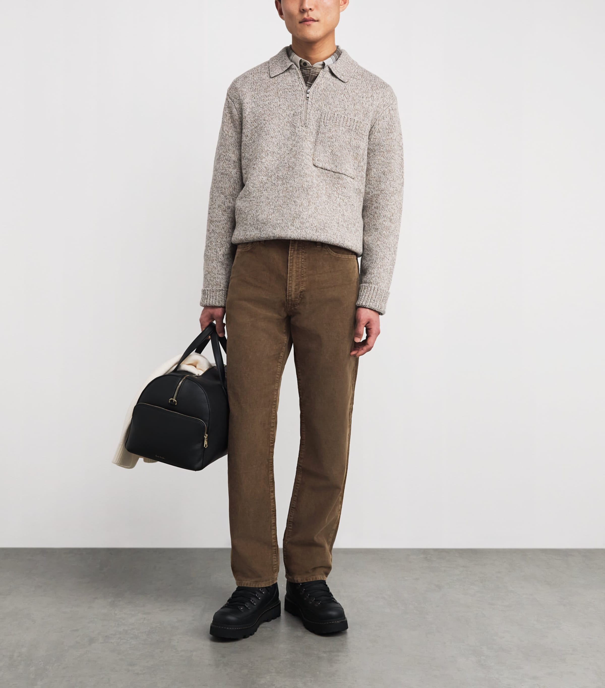 Cotton Corduroy Straight Fit Trousers BROWN SOFT FADE Image 2