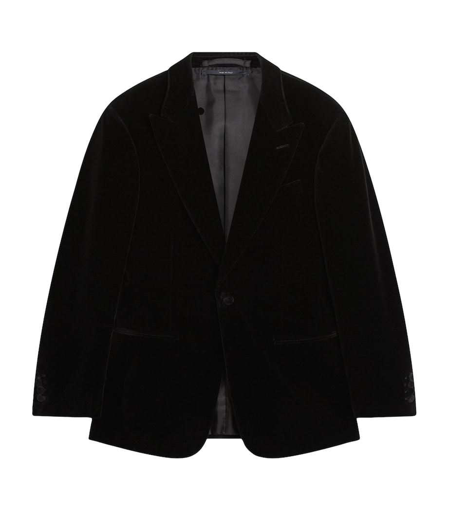 Supima Cotton Velvet Evening Suit Jacket 001BLACK Image 1