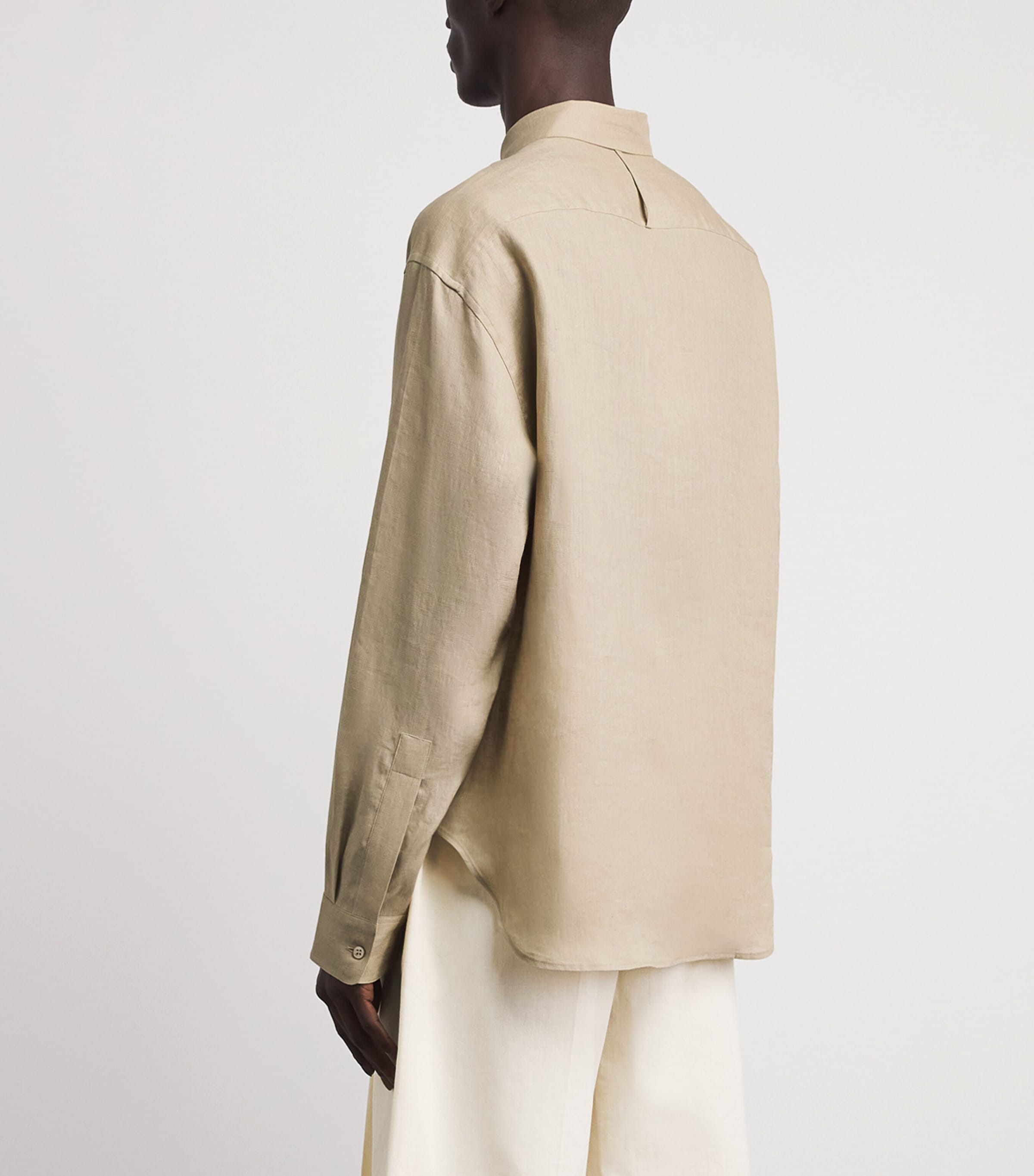 Studio Nicholson Mens Linen Rafe Shirt Sand Image 5