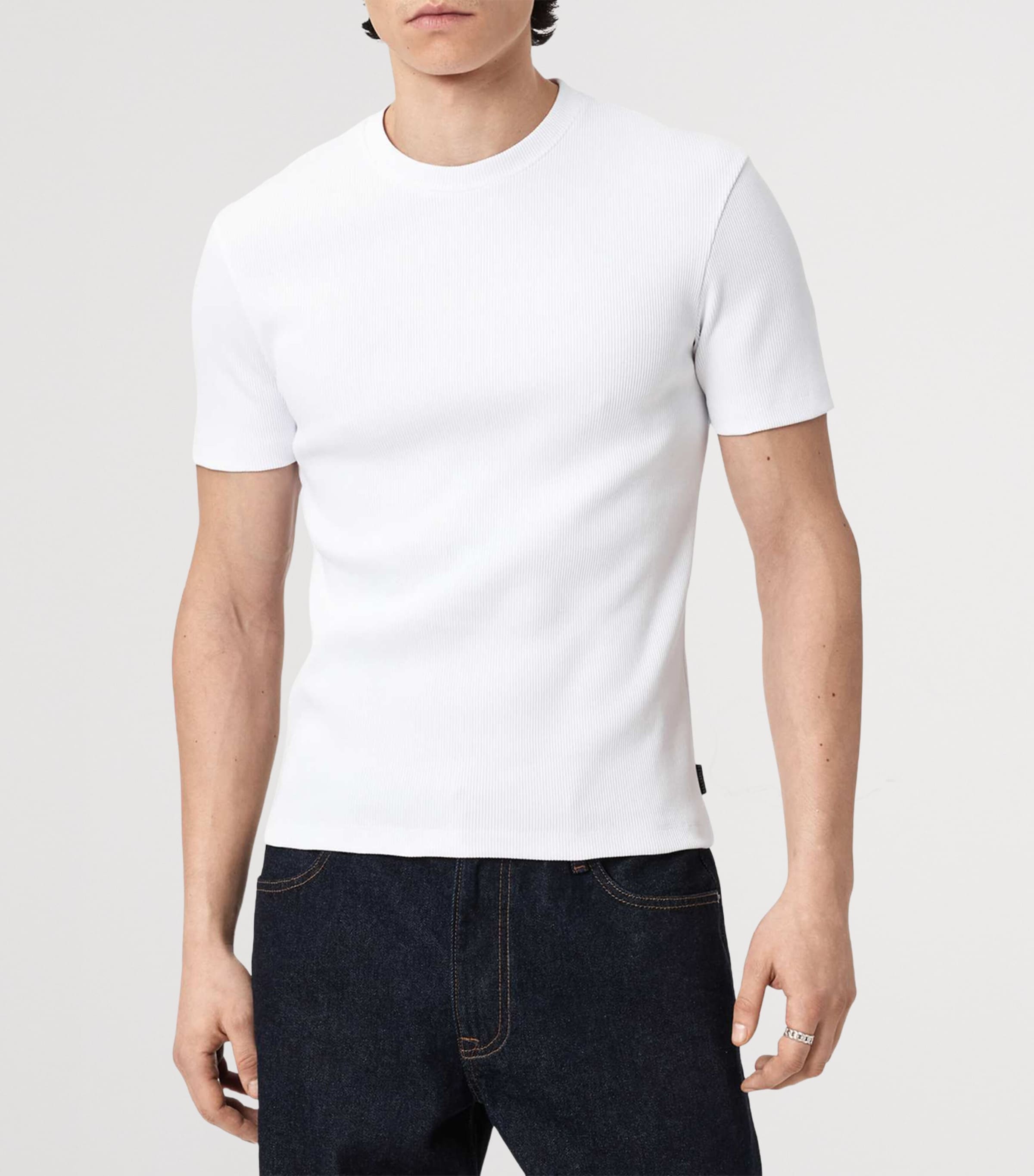 AllSaints Mens Organic Cotton-Blend Theo T-Shirt Optic White Image 3