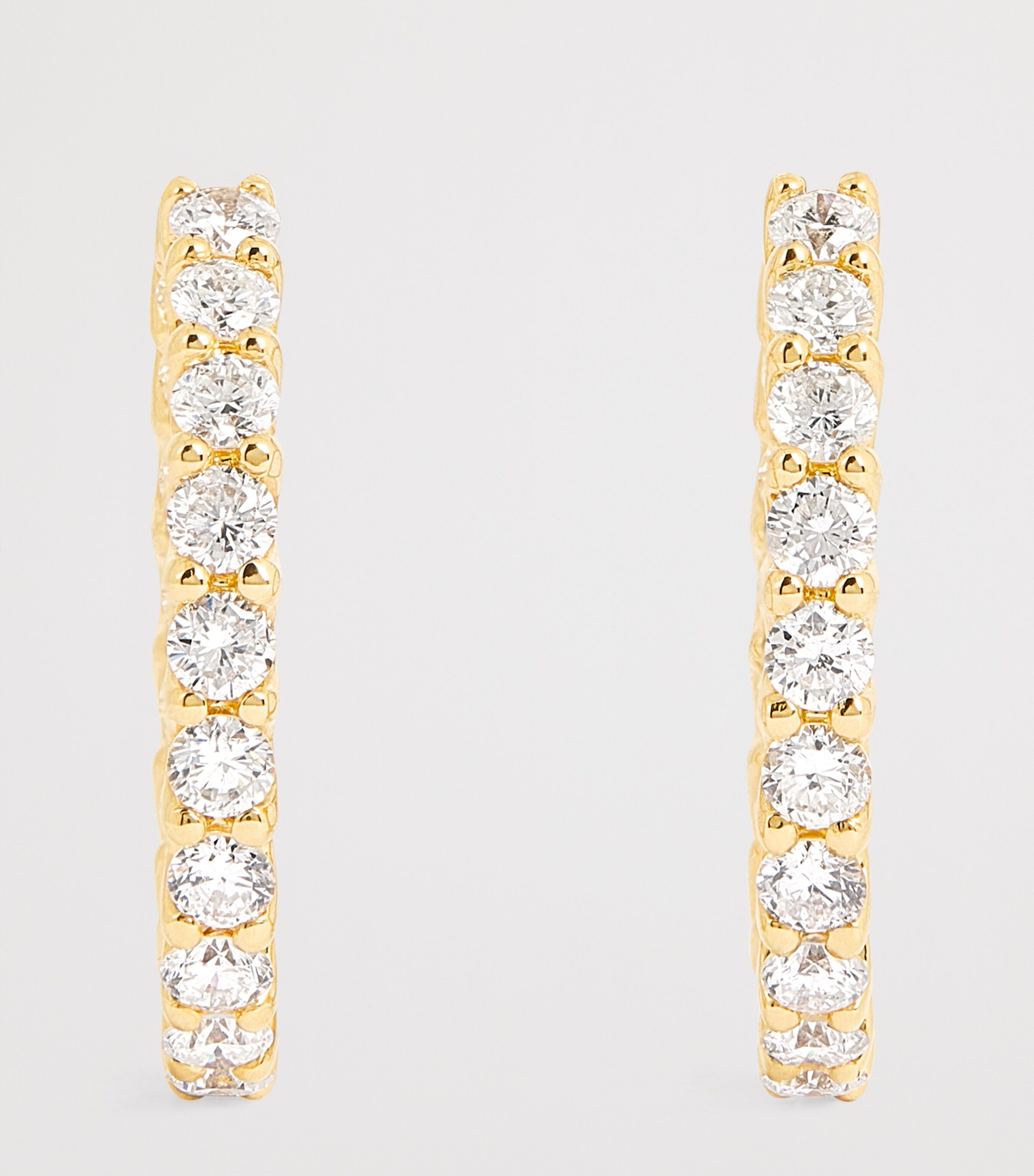 Medium Yellow Gold and Diamond Hoop Earrings (1.25ctw) YELLOW GOLD Image 3