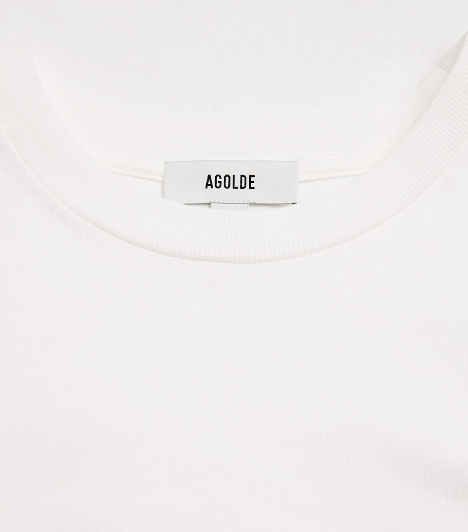 AGOLDE Womens Cotton Corrine Asymmetric T-Shirt White Image 6