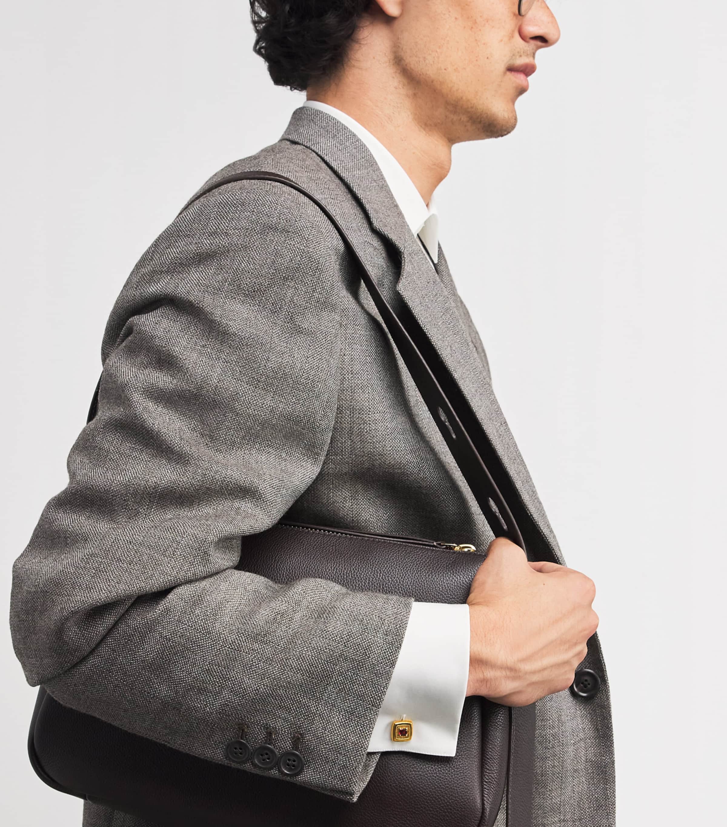 Gold-Plated and Garnet Graffiato Cufflinks RED Image 2