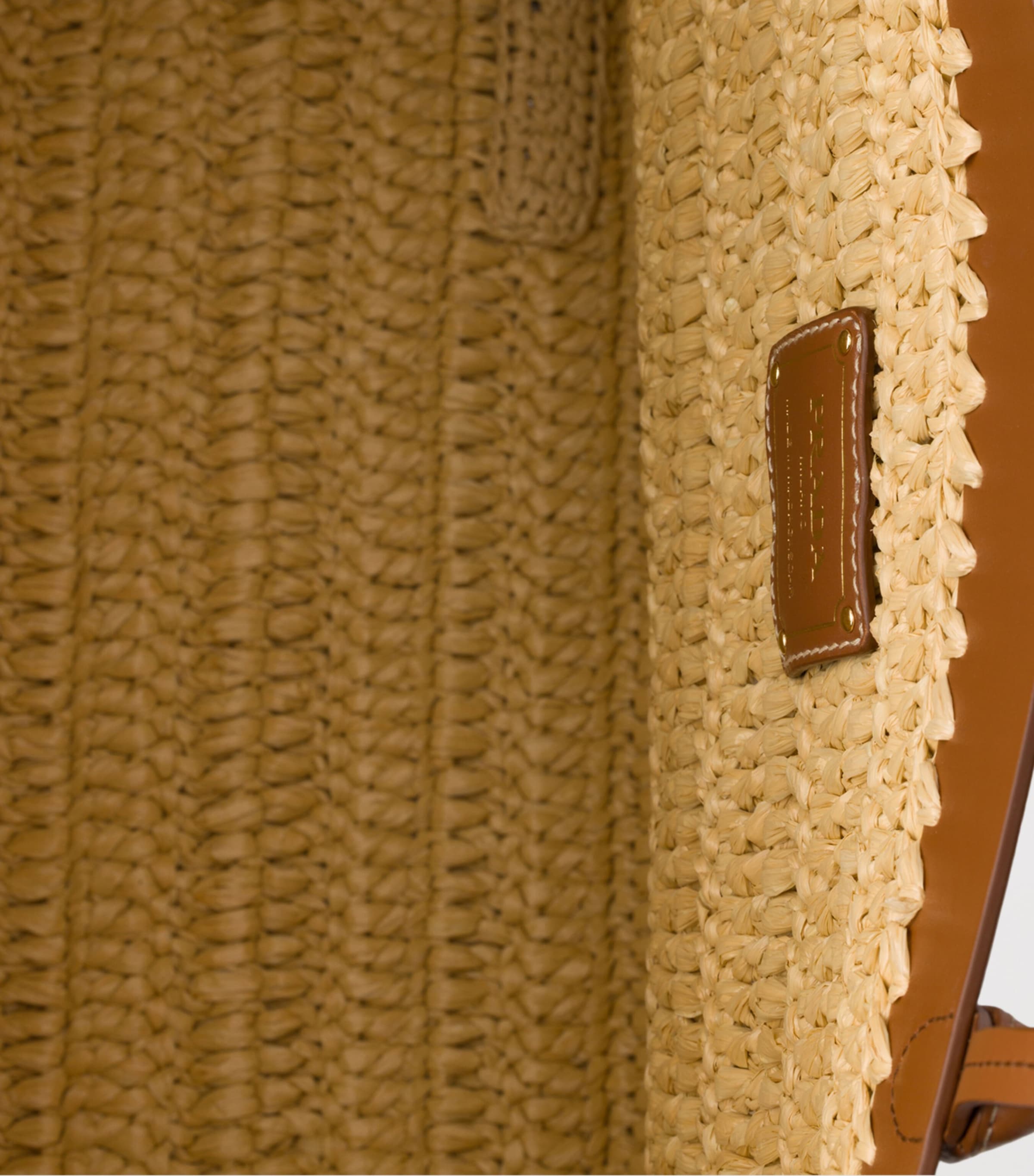 Prada Medium Crochet-Leather Tote Bag Neutral Image 4