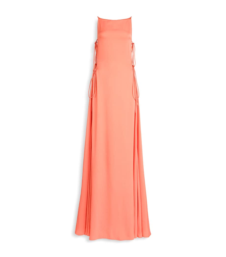 Alaïa Womens Cady Tied Maxi Dress Coral Image 1