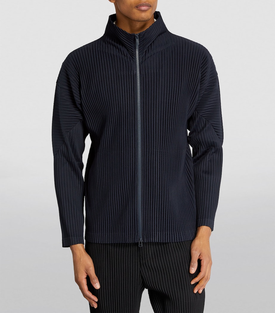 Pleated Zip-Up Cardigan 75 NAVY Image 3