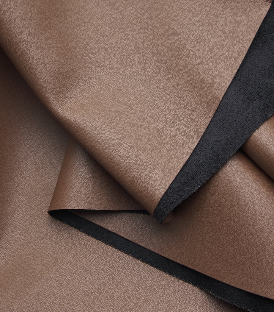 Faux Leather Midi Skirt BROWN Image 5