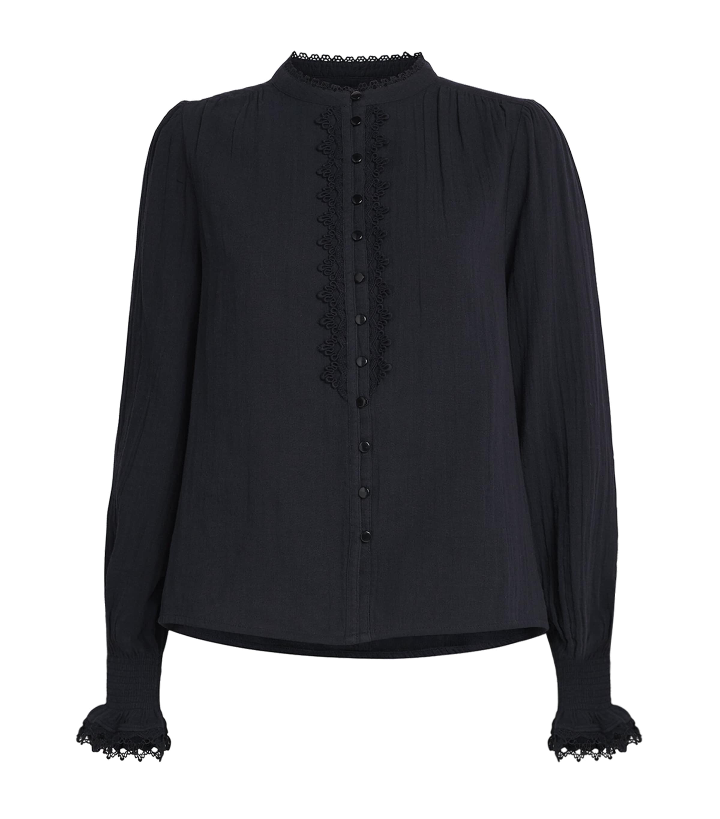 Cotton Embroidered Blouse NAVY Image 1