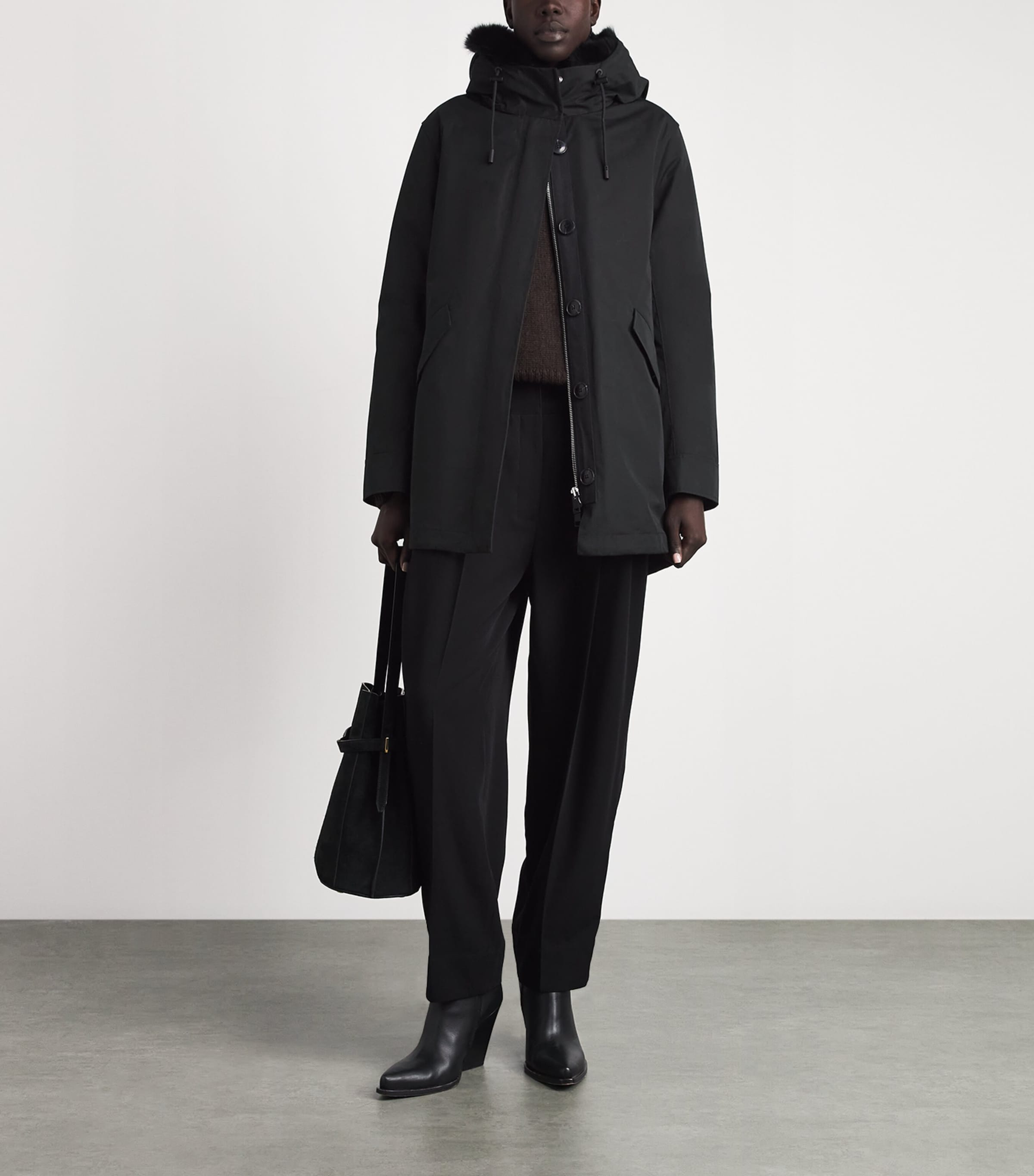 Yves Salomon Womens Down Fur-Trim Technical Parka Coat Image 2