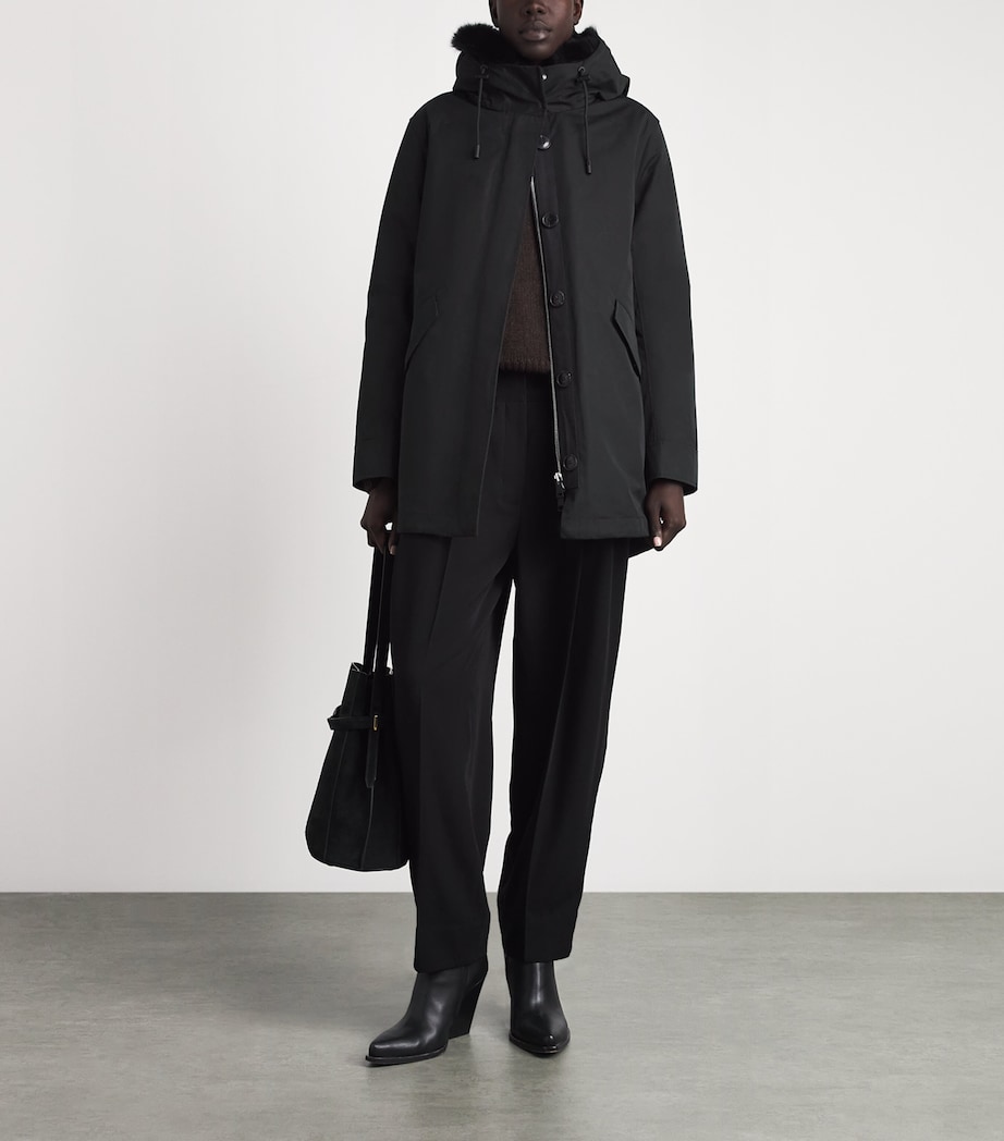 Yves Salomon Womens Down Fur-Trim Technical Parka Coat Image 2