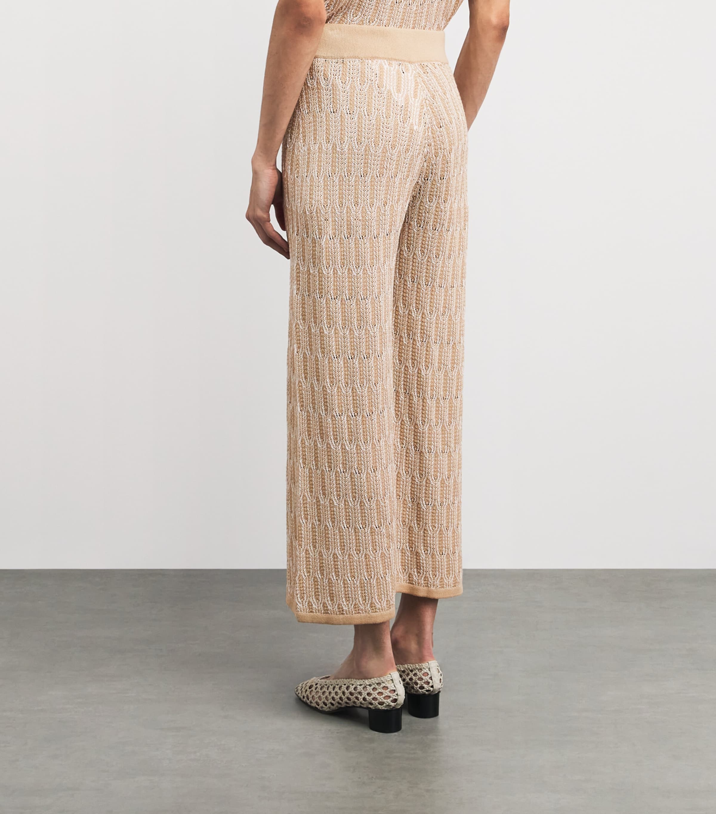 Lafayette 148 Womens Cotton Lace-Knit Wide-Leg Trousers Natum Natural Multi Image 5