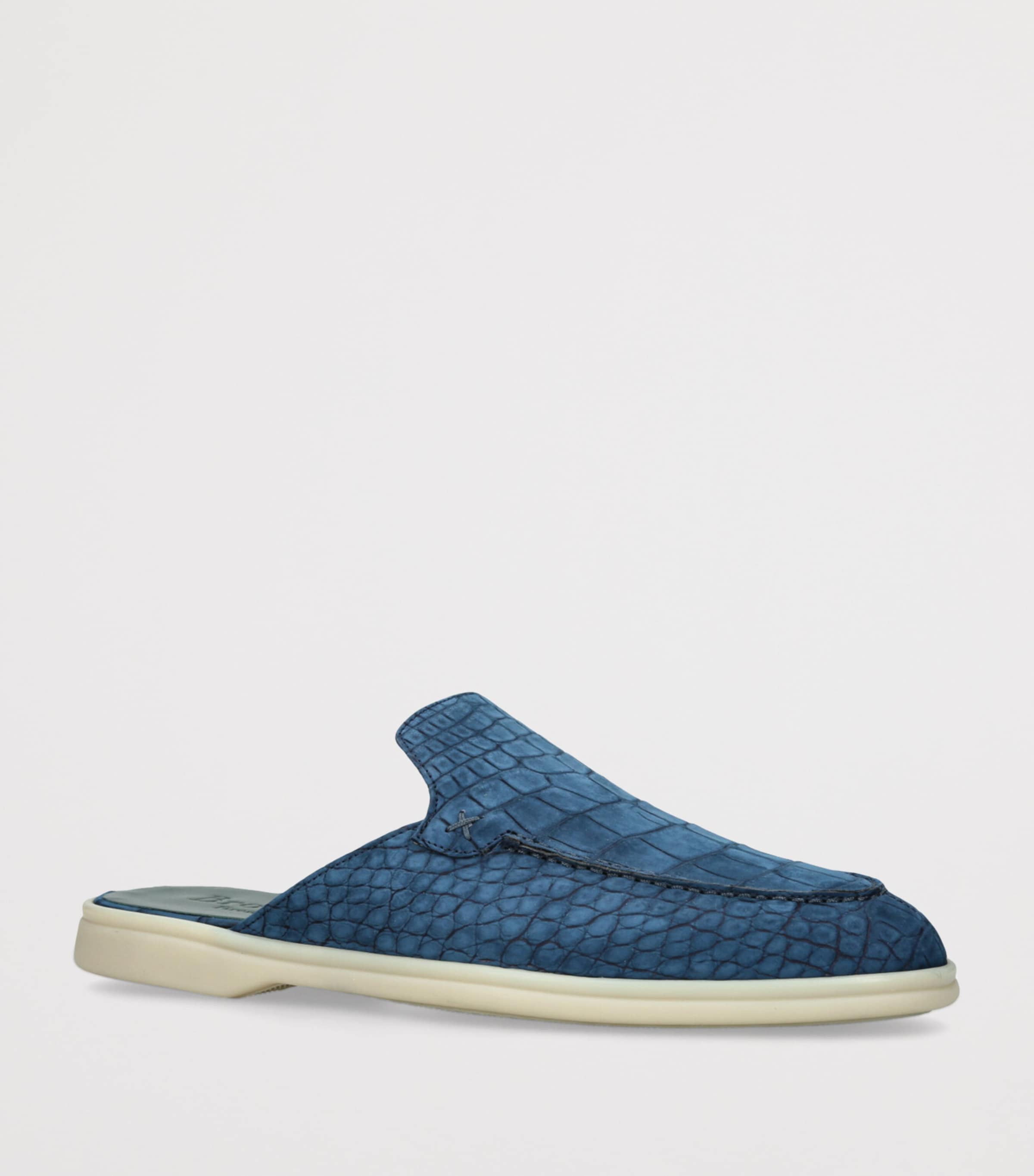 Alligator Leather Mules NAVY Image 3