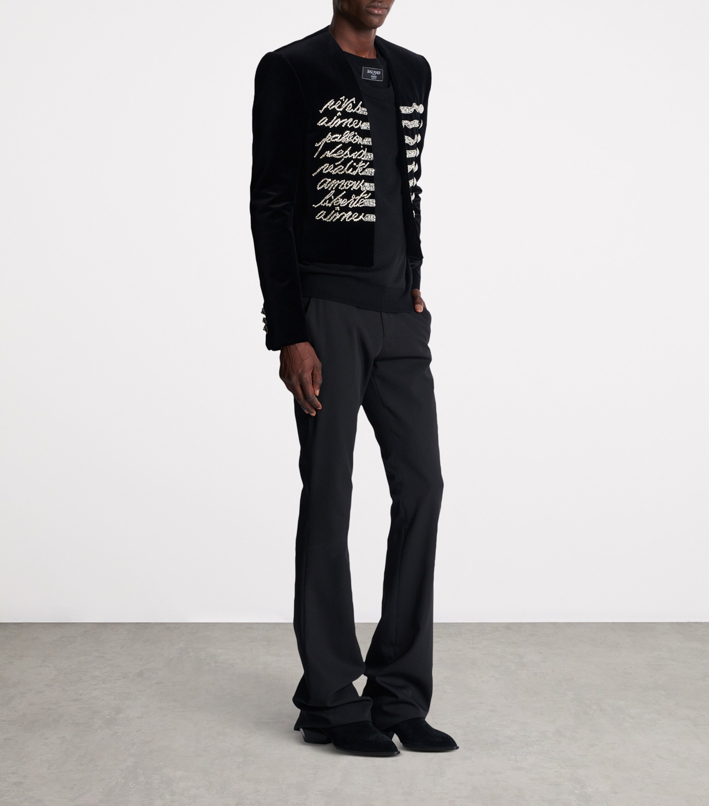 Velvet Embroidered Cropped Jacket EAW NOIR/CRISTAL Image 6