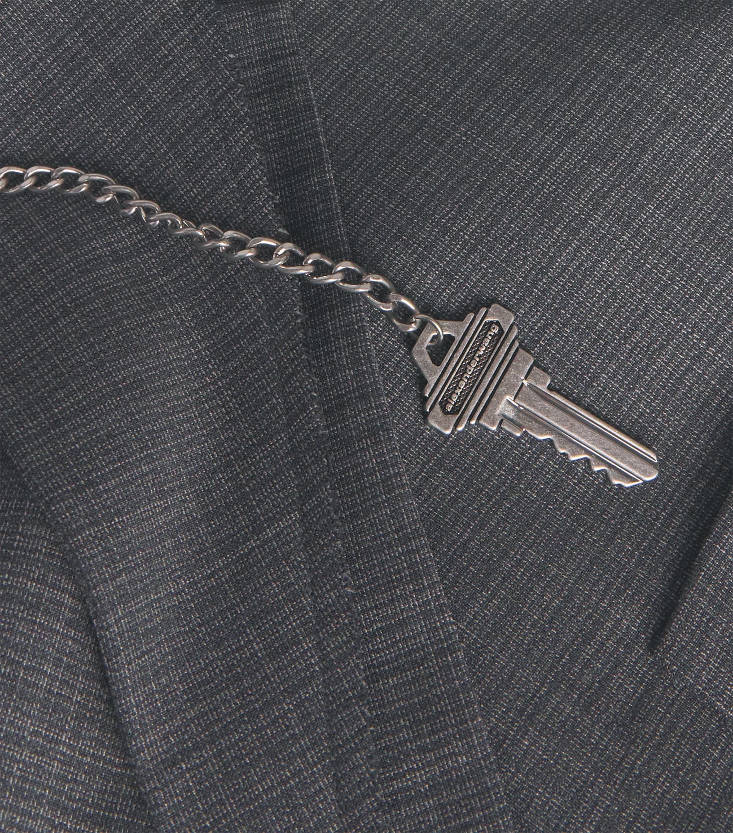 Wool-Blend Chain-Detail Blazer 085 DARK GREYMELANGE Image 5