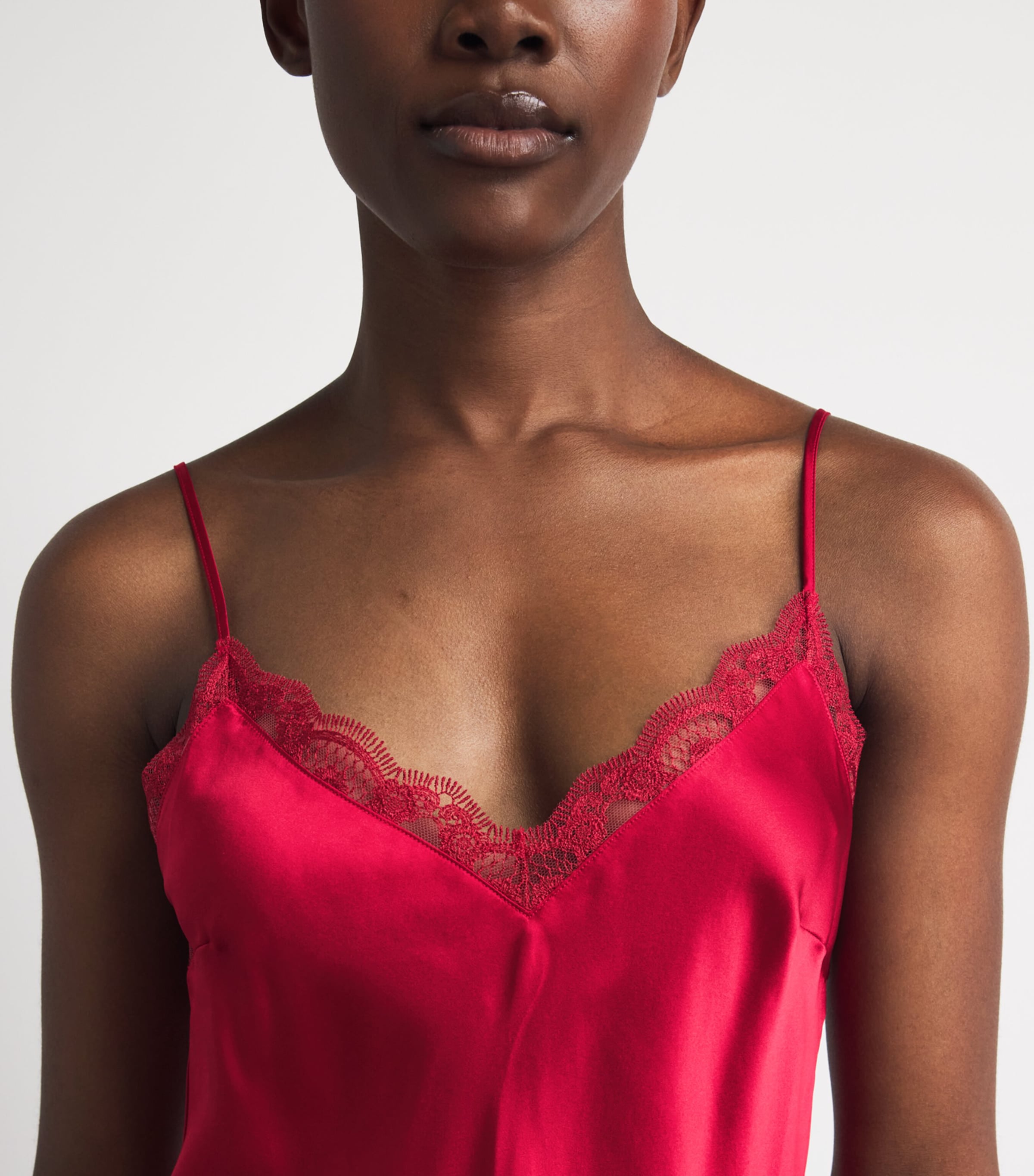 Simone Perele Womens Silk-Blend Love Me Slip Dress Opera Red Image 3