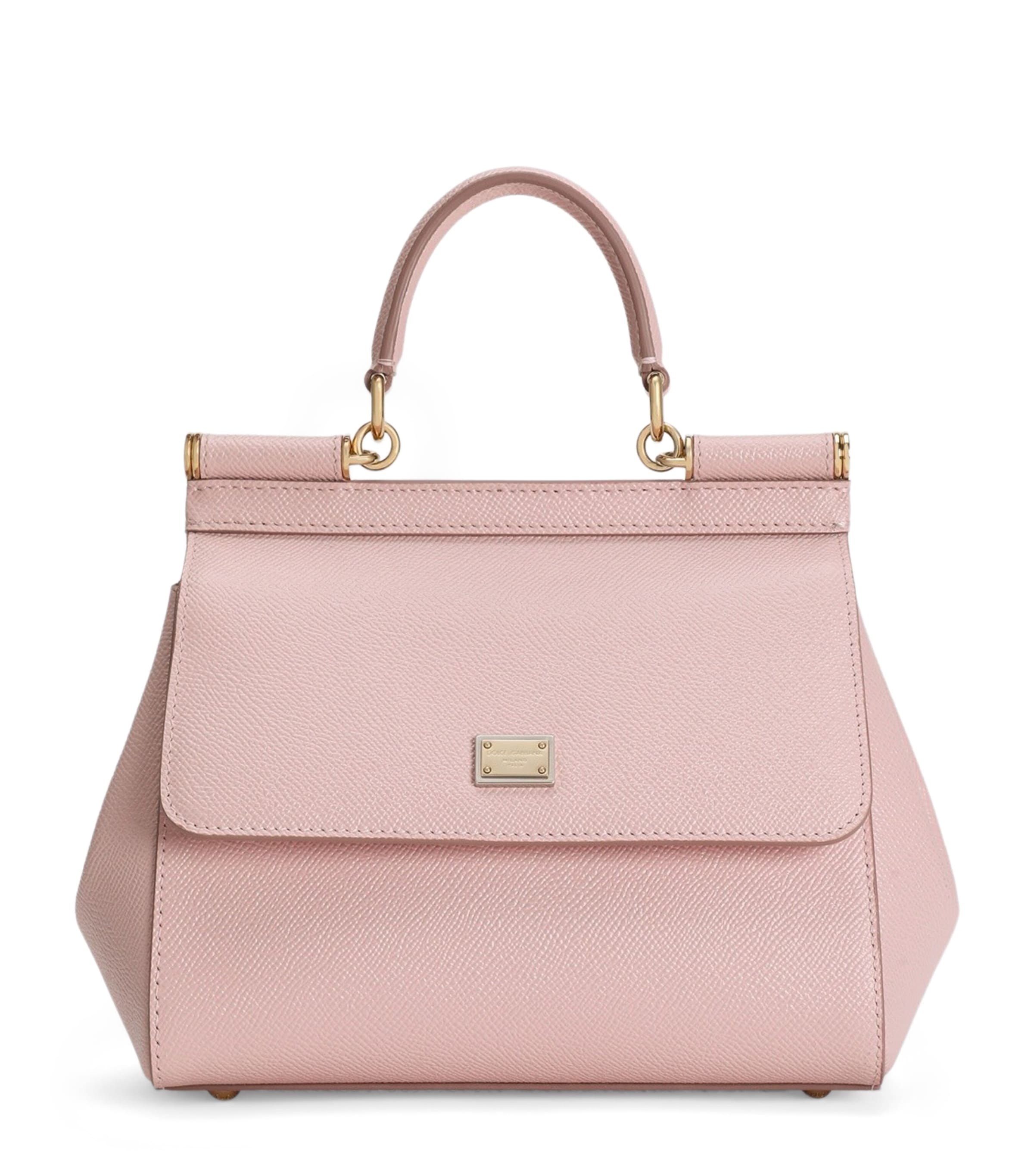 Dolce&Gabbana Small Leather Sicily Top-Handle Bag Flesh Pin Image 1