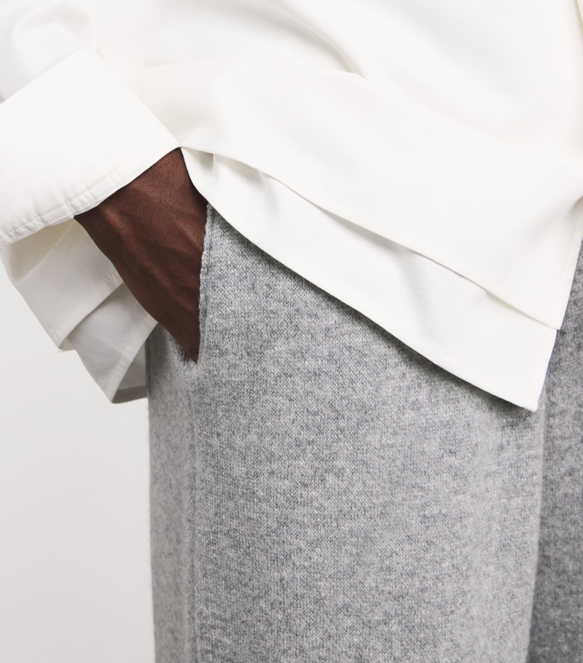 Cashmere-Wool Relaxed Sweatpants Q25324 GREY/WHITE Image 6