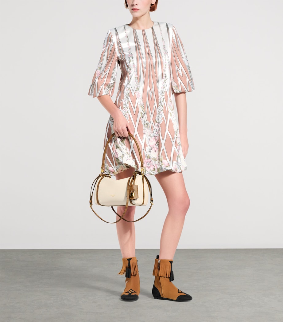 LOUIS VUITTON Womens Satin Floral Wallpaper Mini Dress Flesh Image 2