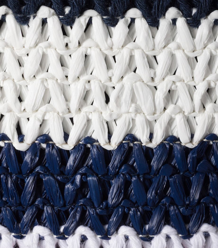 Miu Miu Raffia-Effect Woven Tote Bag Blue Image 4
