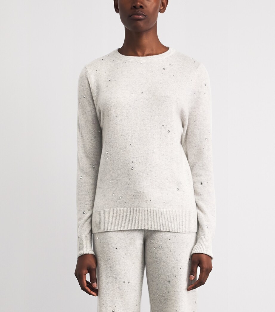 William Sharp Womens Cashmere Swarovski Crystal-Embellished Sweater Silverhaze Crystal Image 4