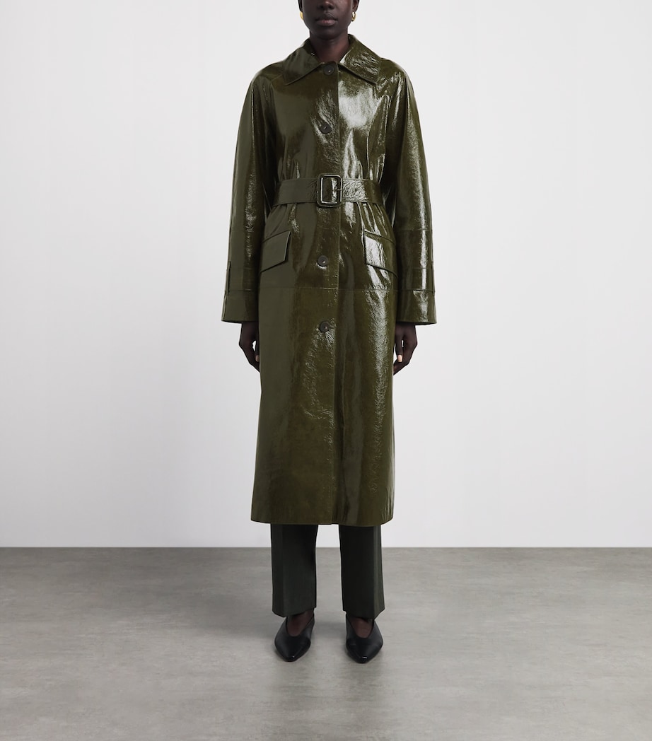 Joseph Womens Patent Leather Zahia Coat Palm Leaf Image 4