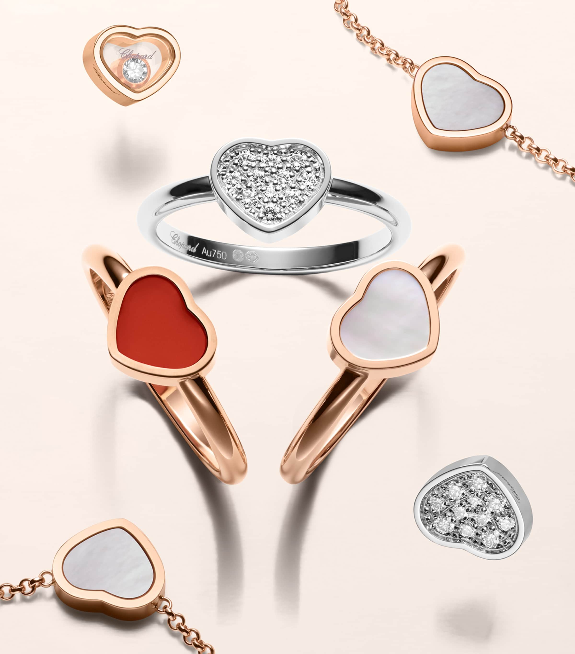Rose Gold and Carnelian My Happy Hearts Ring 18K ROSE GOLD Image 4
