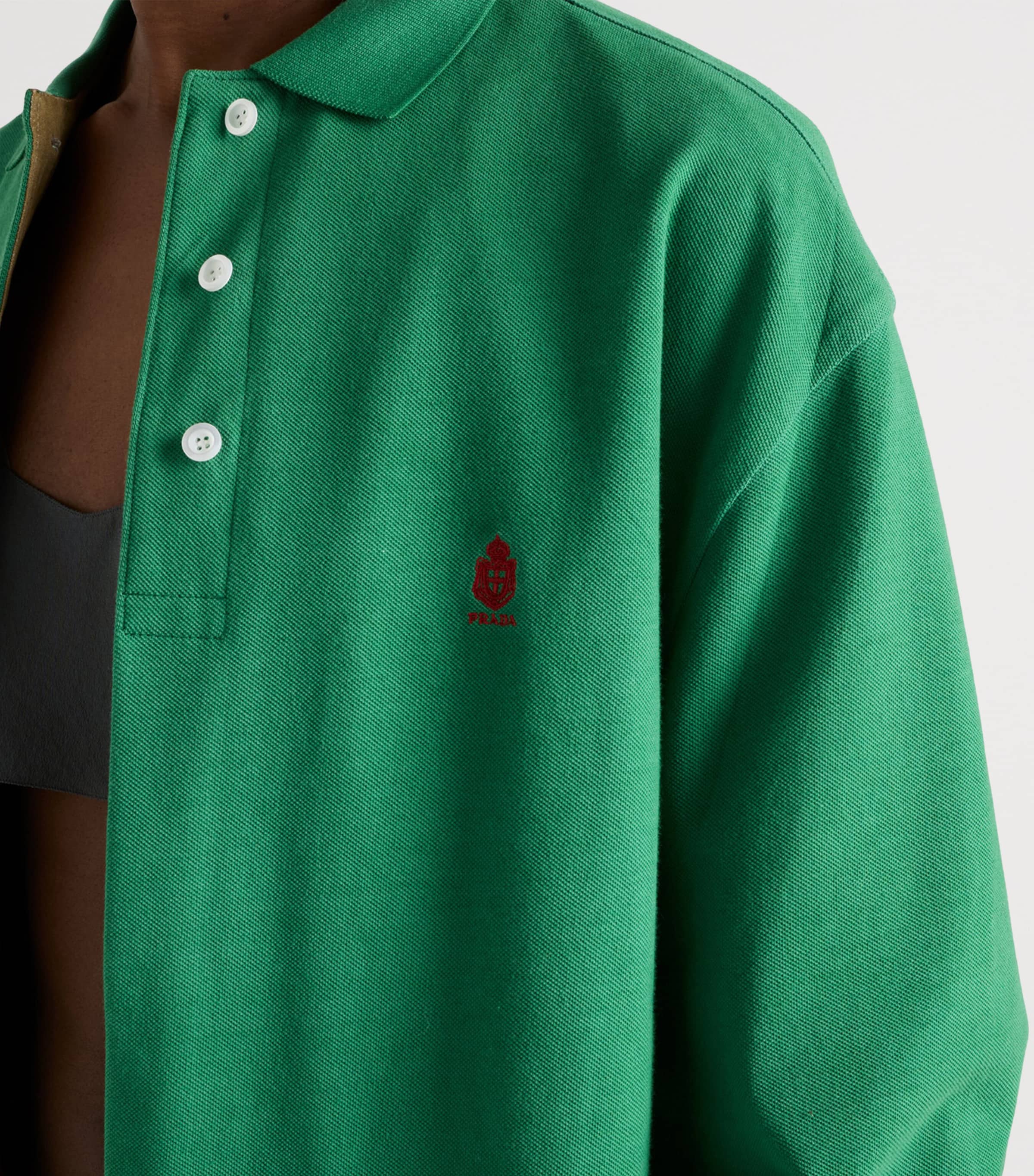 Prada Womens Old Piqué Blouson Jacket Green Image 6