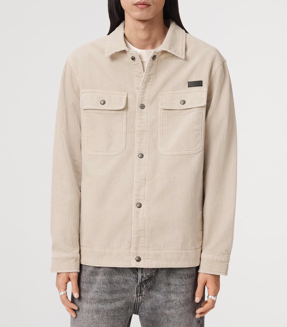 AllSaints Mens Corduroy Castleford Overshirt Pebble White Image 5