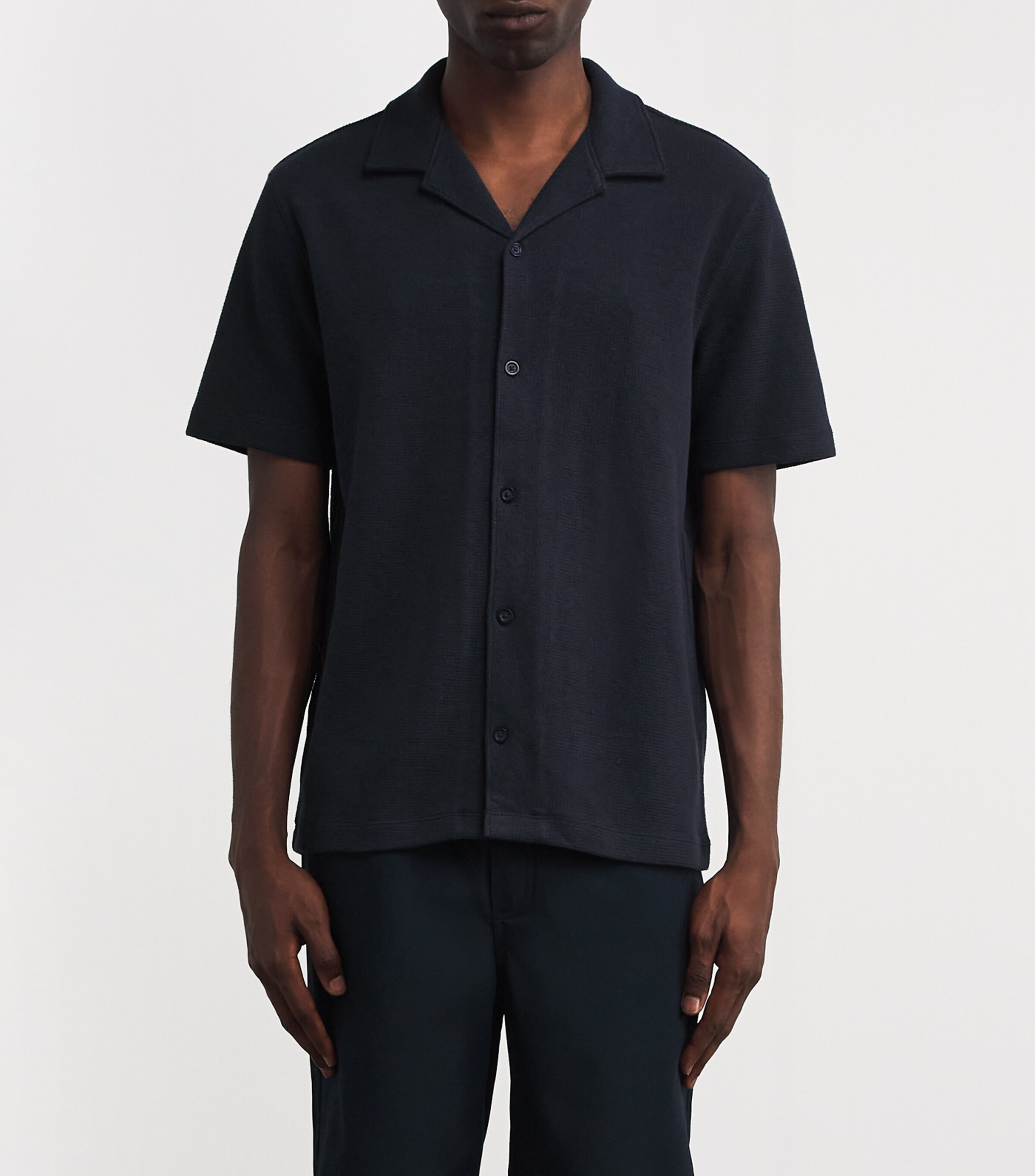 Vince Mens Cotton Bouclé Cabana Shirt Coastal Blue Image 3