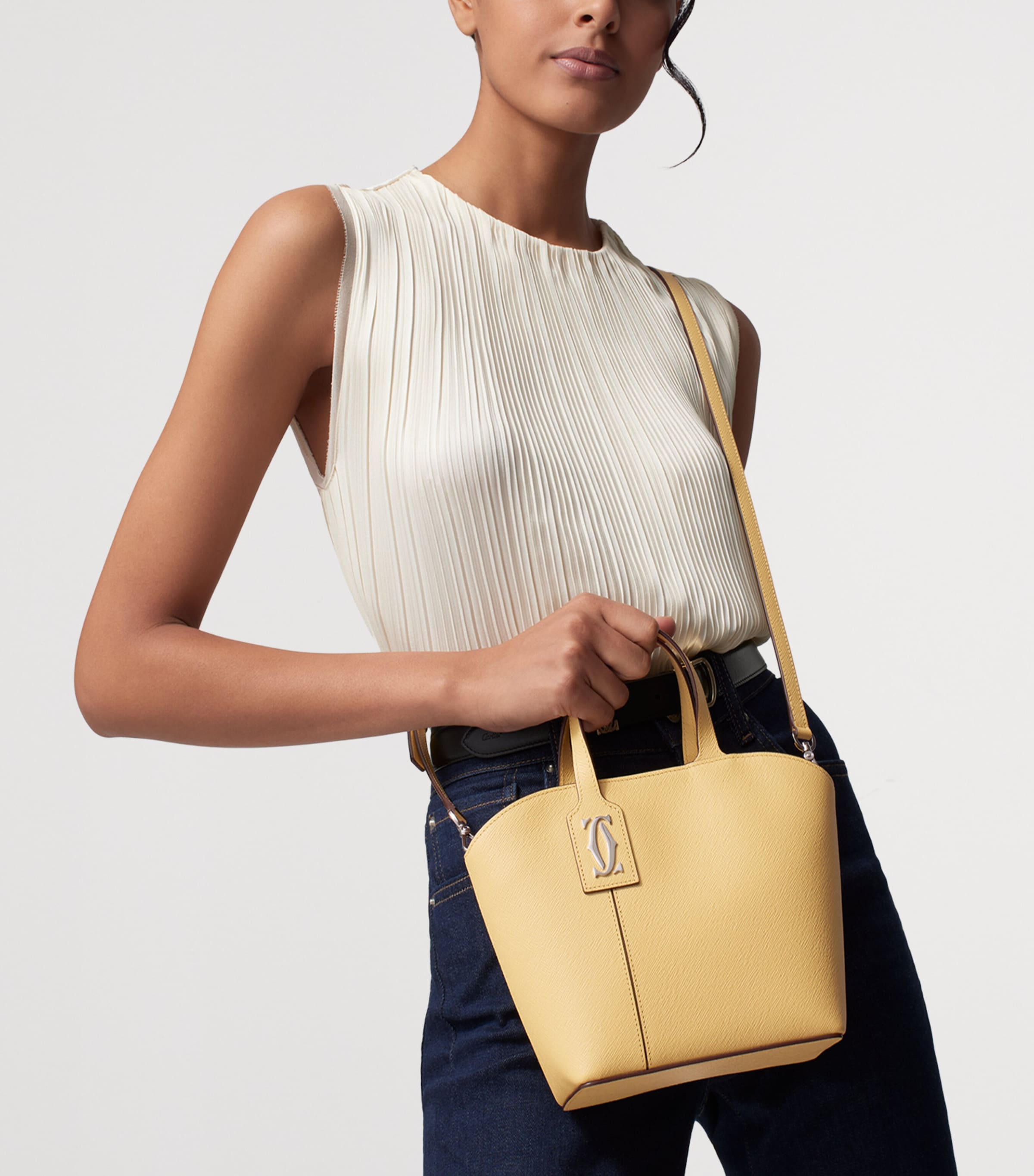 Mini Leather C de Cartier Tote Bag YELLOW MIMOSA Image 6