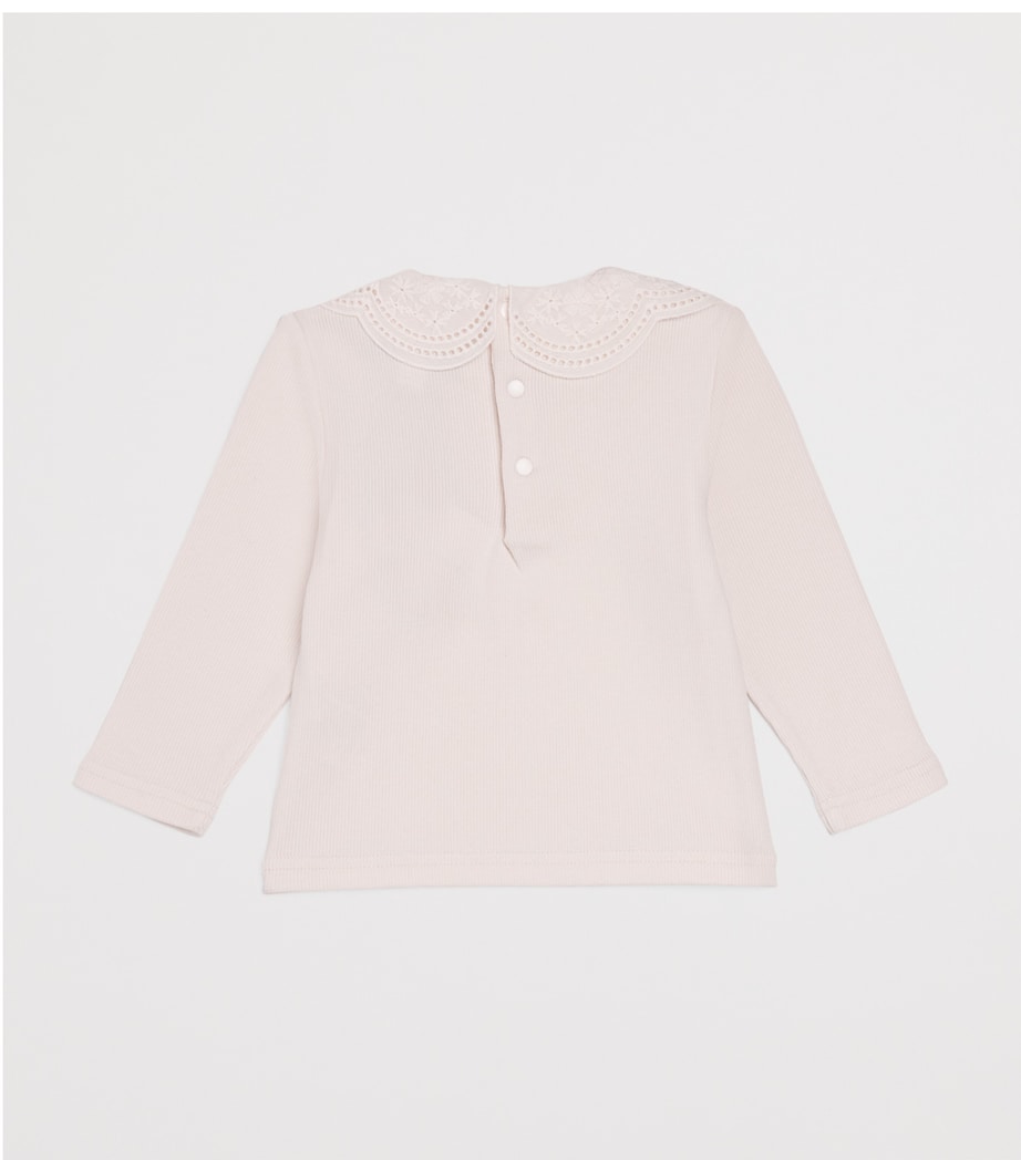 Collar-Detail Ribbed T-Shirt (3 Months-4 Years) 31ROSE P LE Image 2