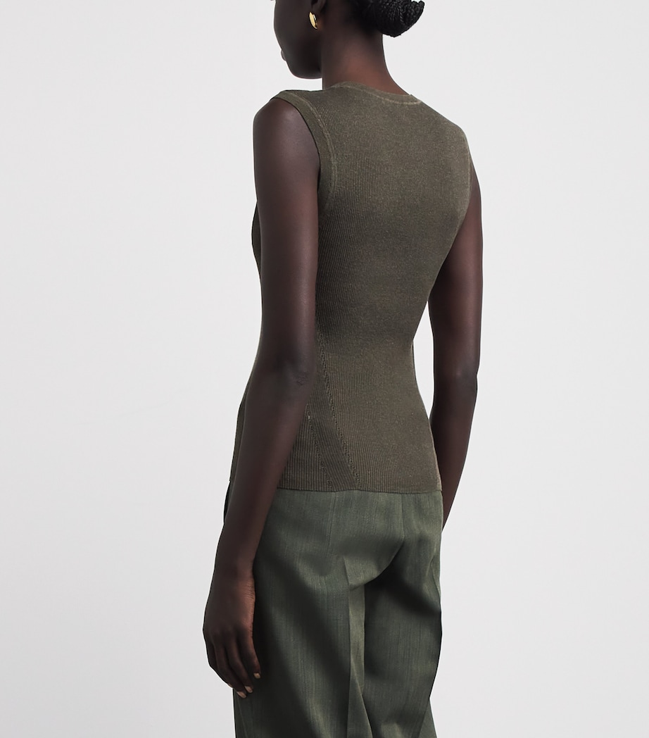 Joseph Womens Knit Scoop-Neck AlaouTop Palm Leaf Image 5