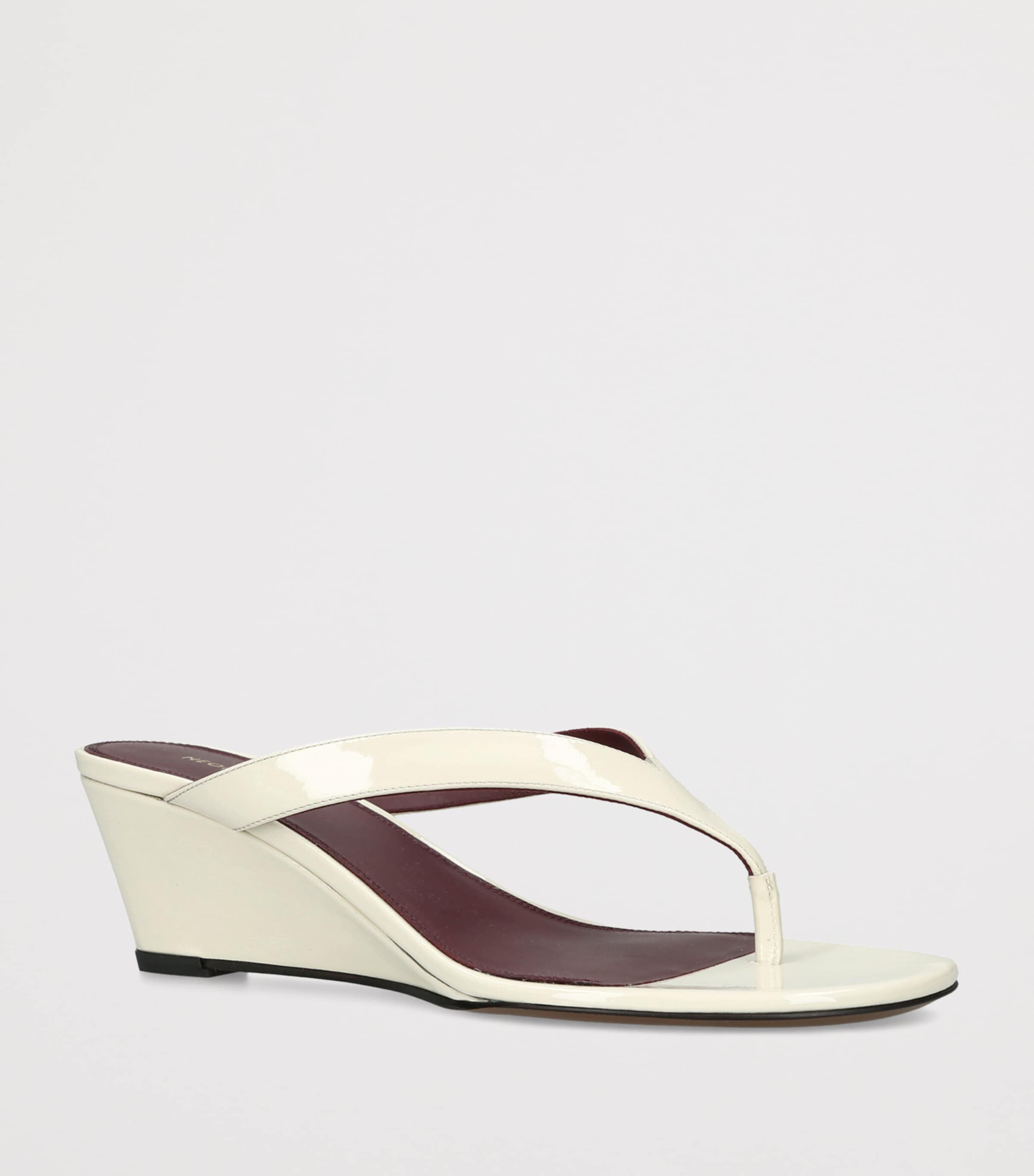 NEOUS Patent Leather Tercus Wedge Sandals 50 Bone Image 2