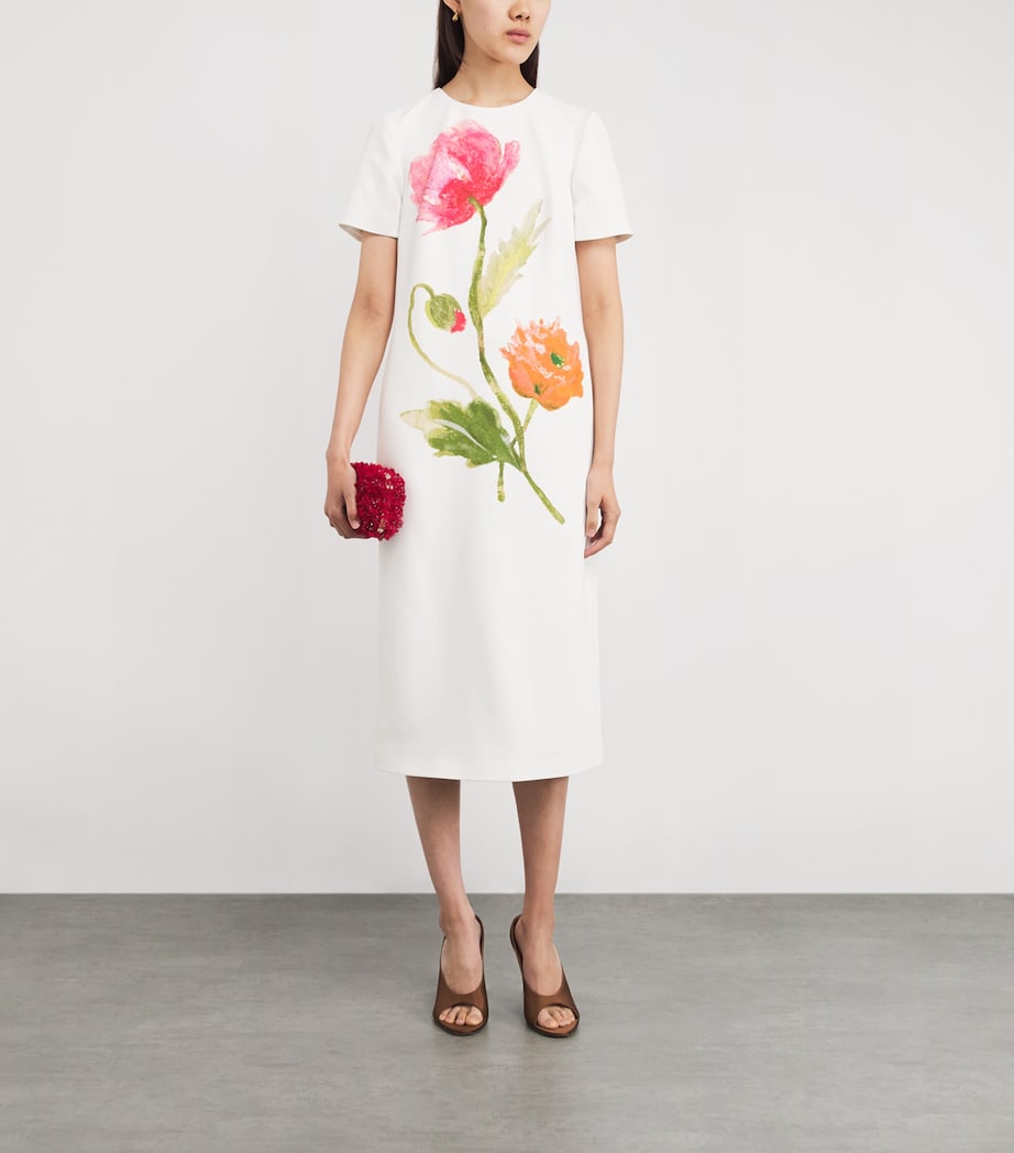 Poppy Print Midi Dress 101 WHITE MULTI Image 2