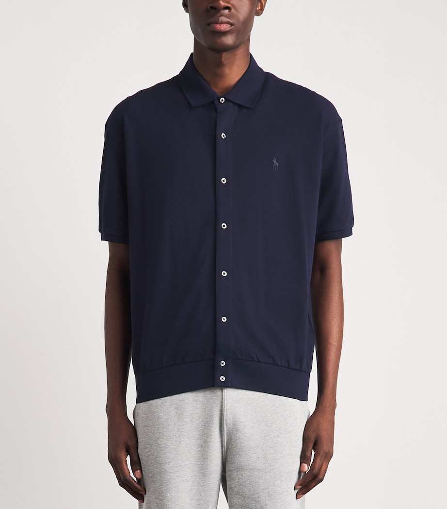 Polo Ralph Lauren Mens Cotton Featherweight Mesh Polo Shirt Aviator Navy Image 4