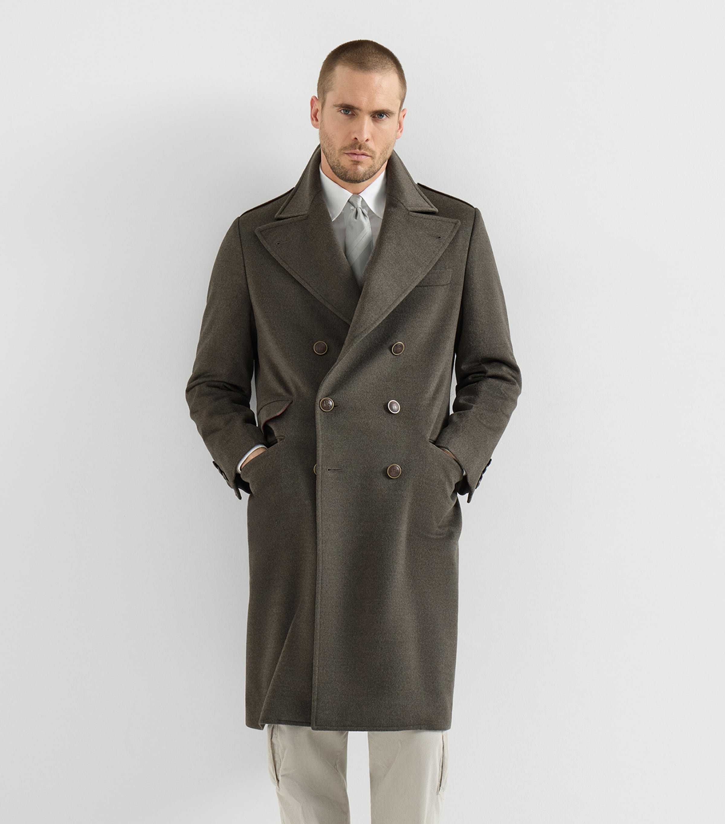 Brunello Cucinelli Mens Virgin Wool Water-Resistant Coat Fango Image 4
