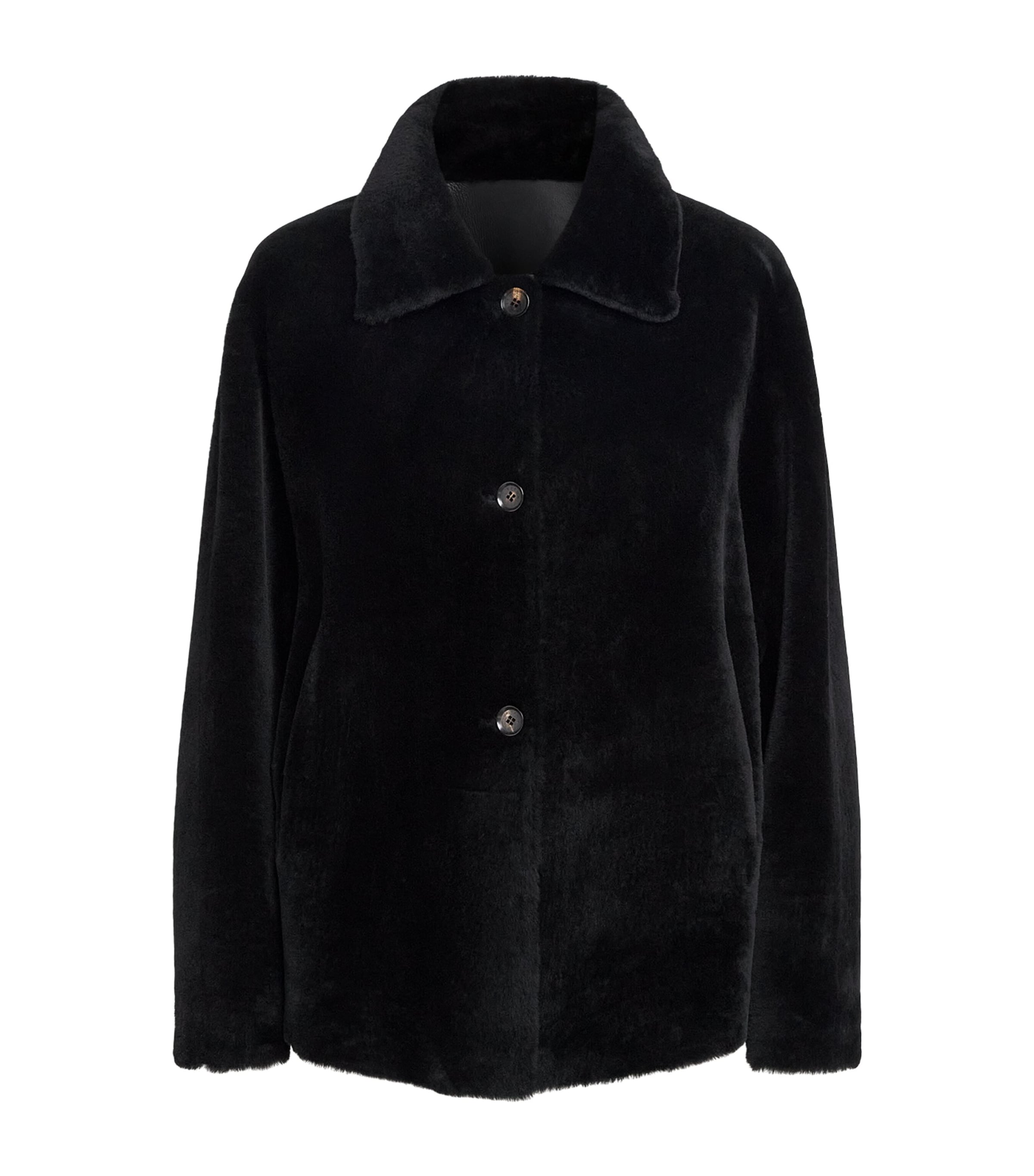 Kiton Womens Shearling Reversible Jacket Black Image 1