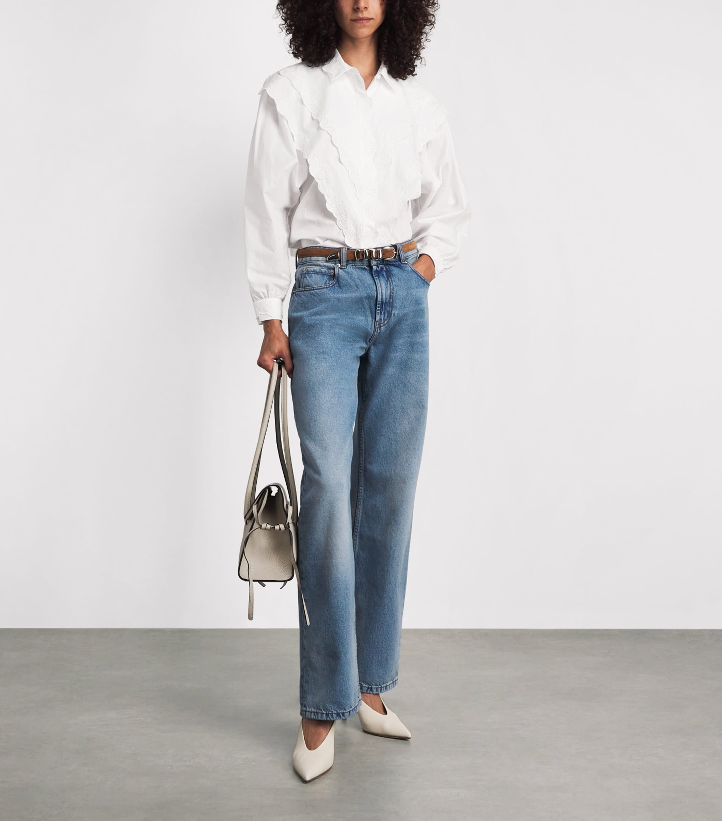 FRAME Womens Poplin The Equestrian Shirt White Image 2