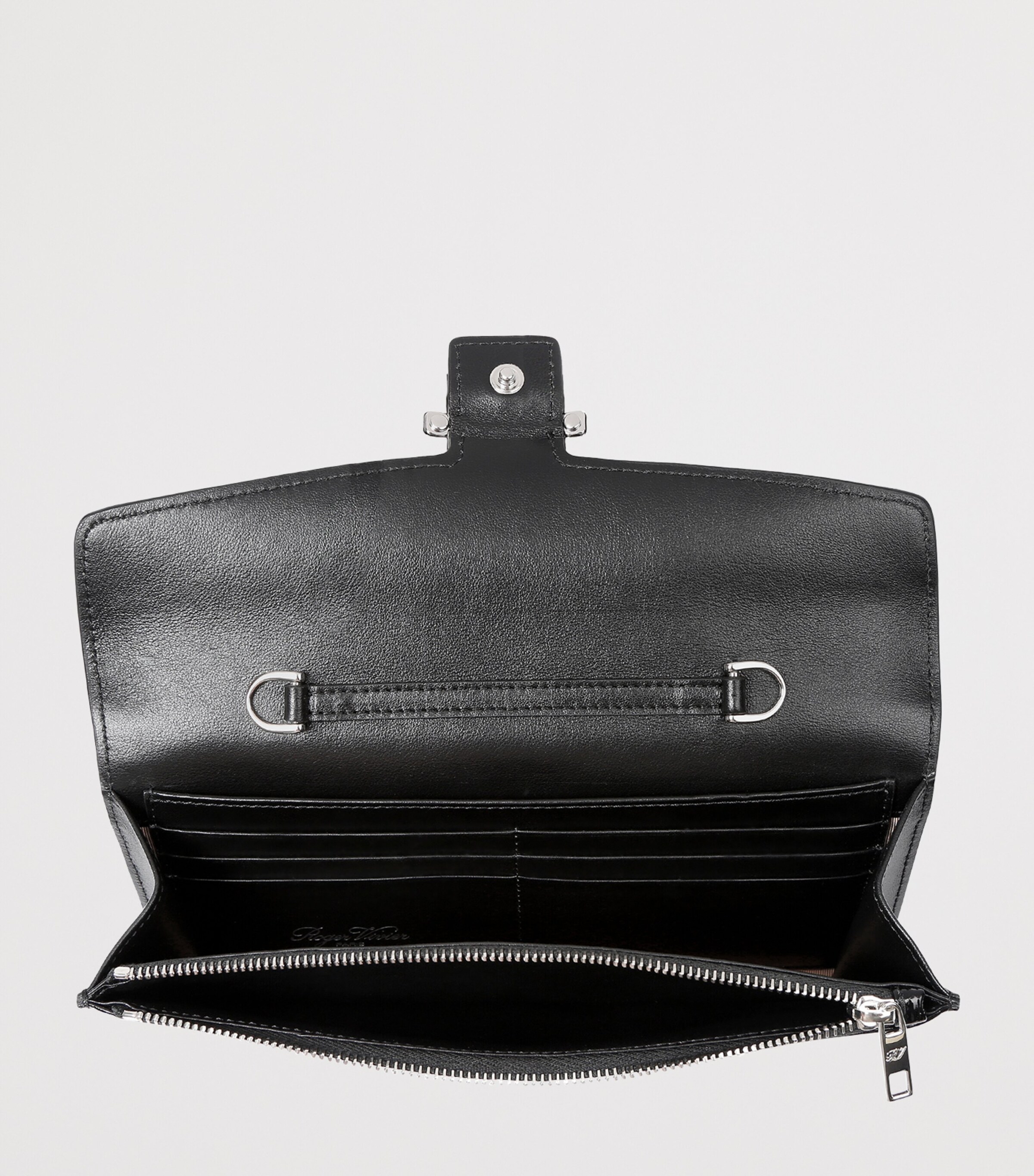 Roger Vivier Patent Leather Belle Vivier Chain Wallet Black Image 2