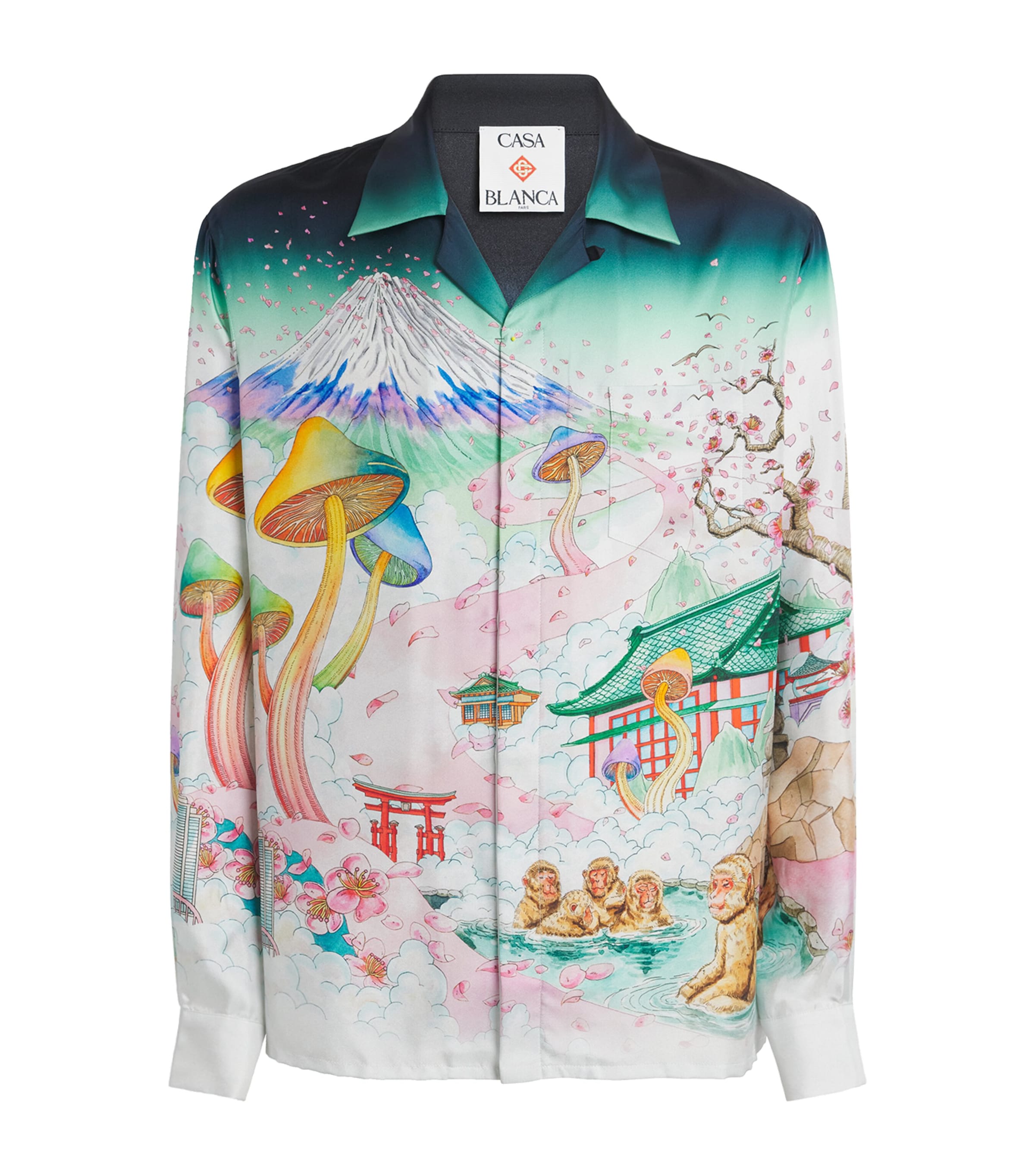 Casablanca Graphic Print Long Sleeve Shirt With Pocket In Multi