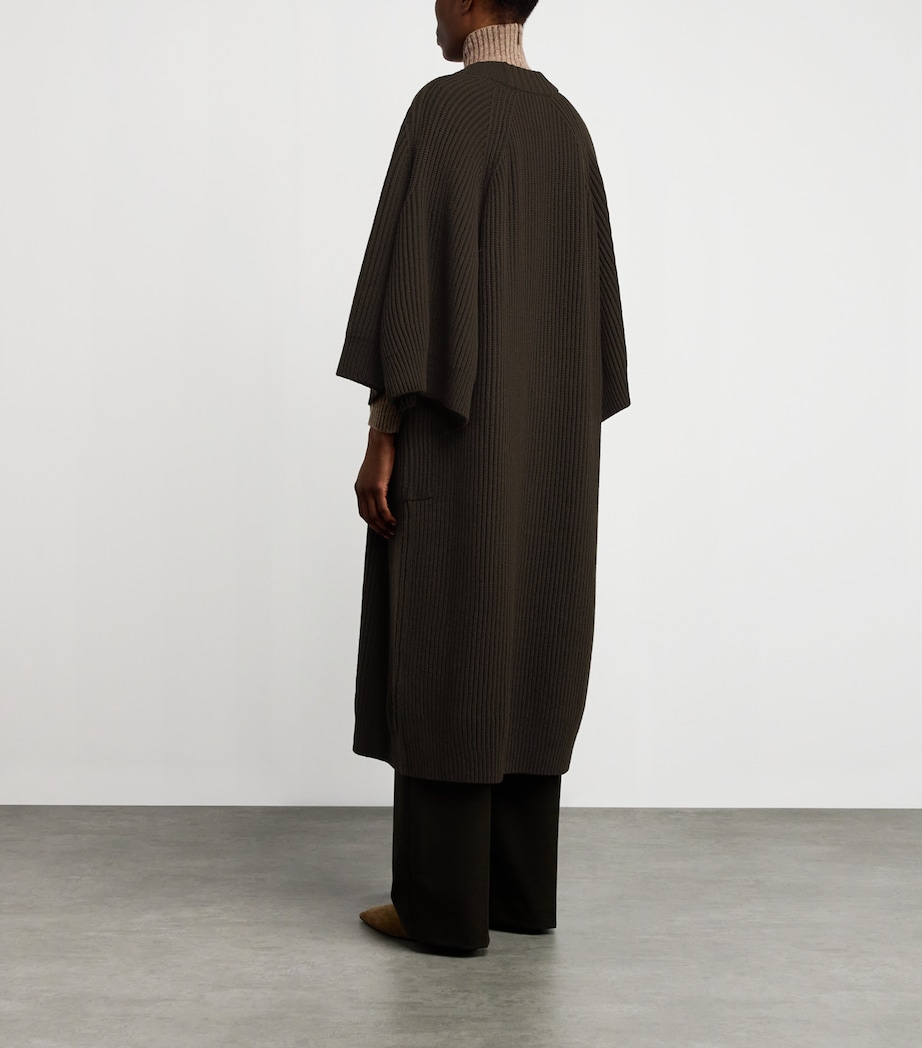 Wool-Cashmere Long Cardigan MOSS GREEN Image 4