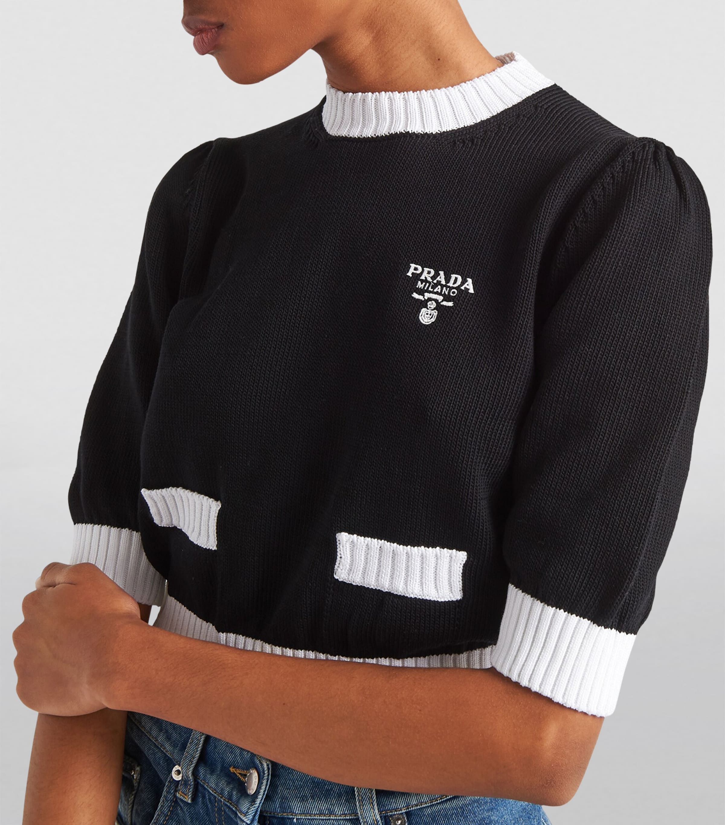 Prada Womens Contrast-Trim Sweater Image 3