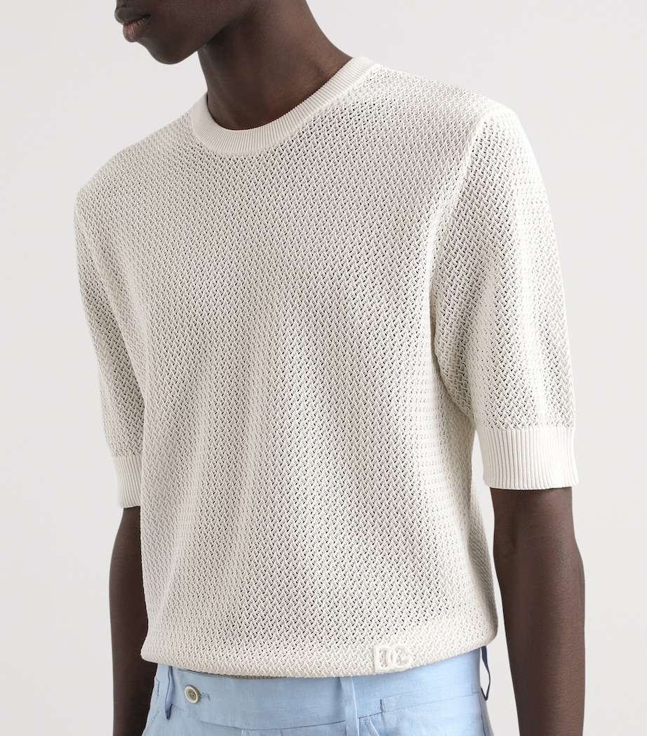 Cotton Short-Sleeve Sweater W0001-NATURAL W Image 5