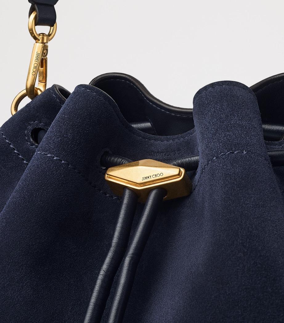 Medium Suede Cinch Shoulder Bag MARINE/GOLD Image 5