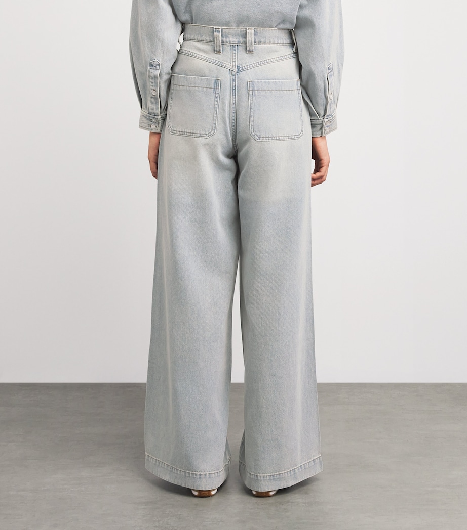 Sandro Paris Womens Rhinestone-Embellished Straight Jeans Light Bu Jean Image 5