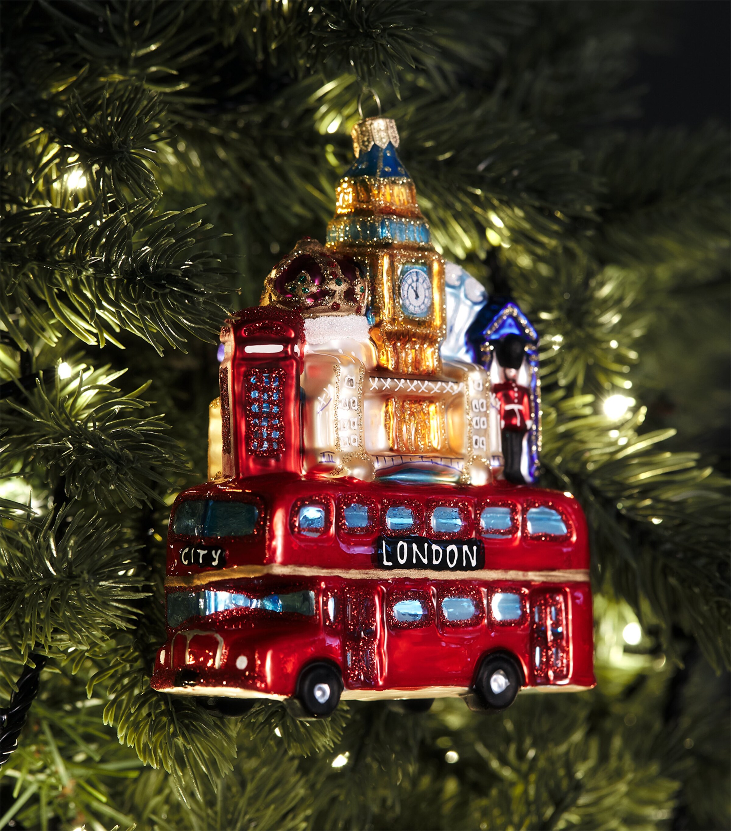 Harrods Glass London Bus Tree Decoration Image 3